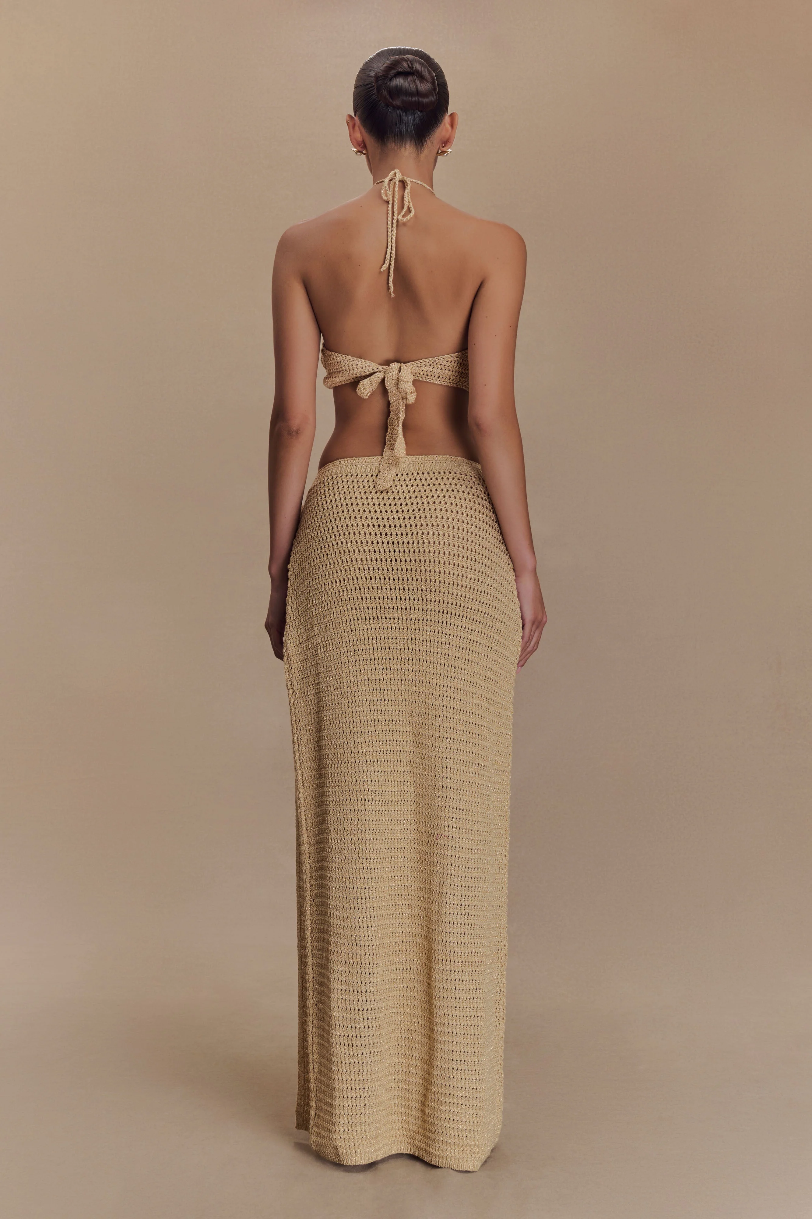 Abigail Floral Crochet Maxi Skirt - Gold - Image 9