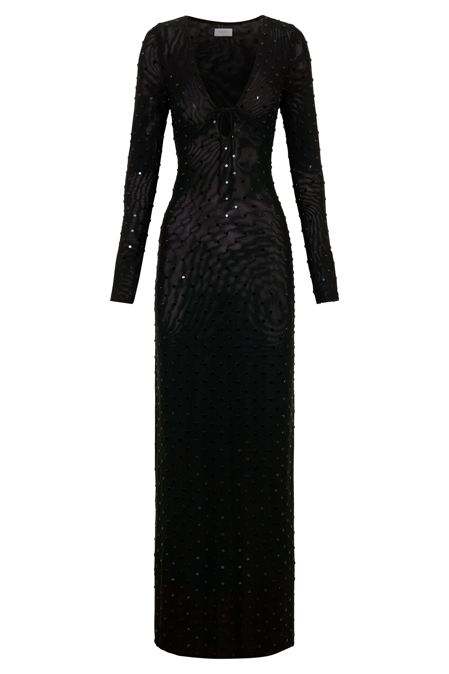 Acadia Diamante Long Sleeve Maxi Dress - Black - Image 11
