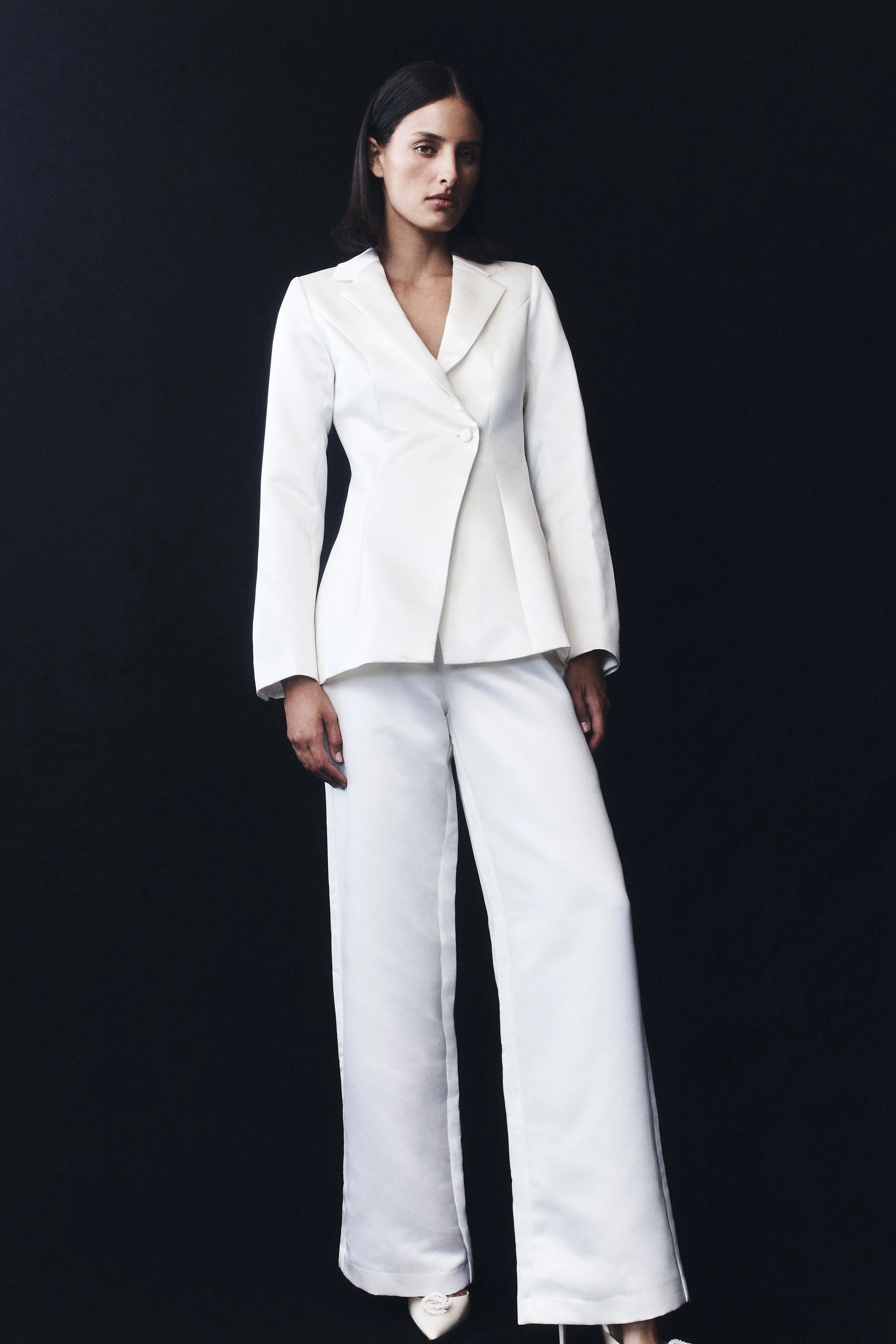 Ada Satin Straight Leg Pant - Ivory - Image 7