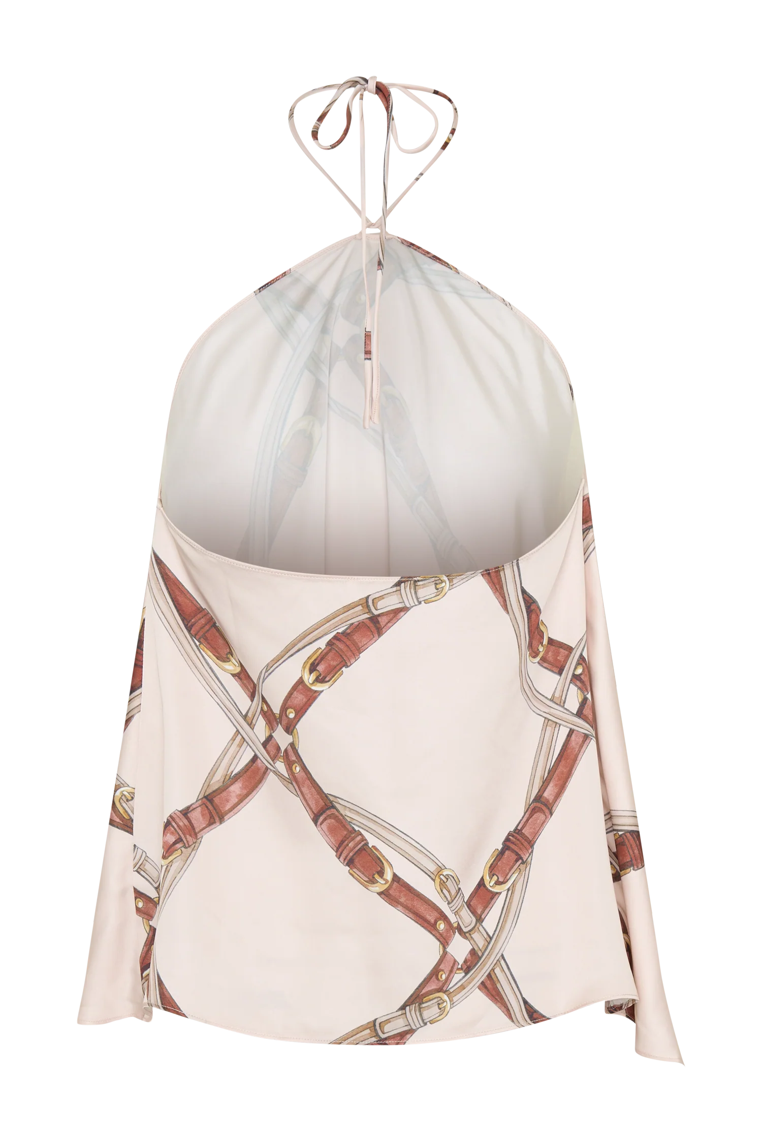 Adelaide Draped Satin Halter Top - Chain Print - Image 8