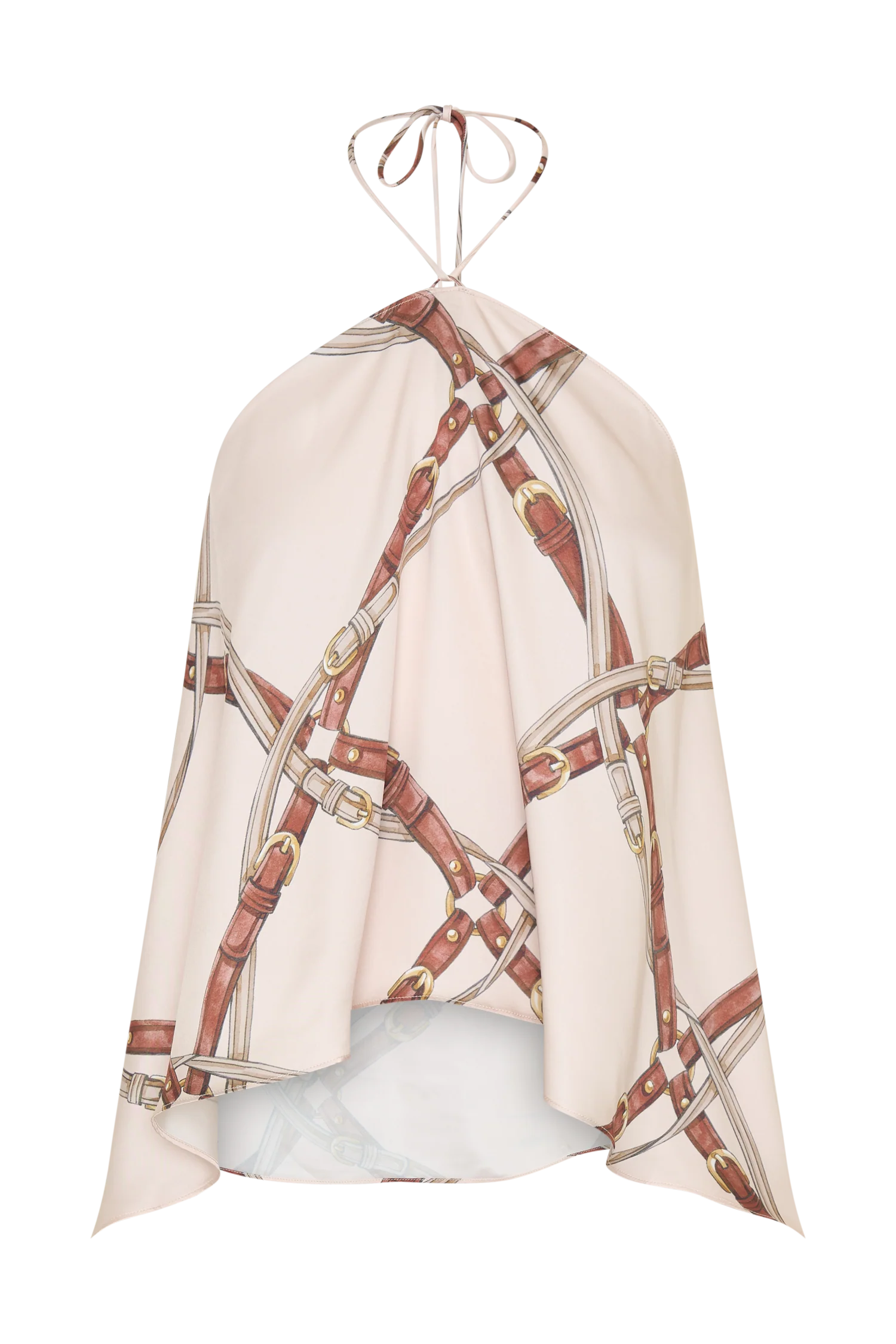 Adelaide Draped Satin Halter Top - Chain Print - Image 9