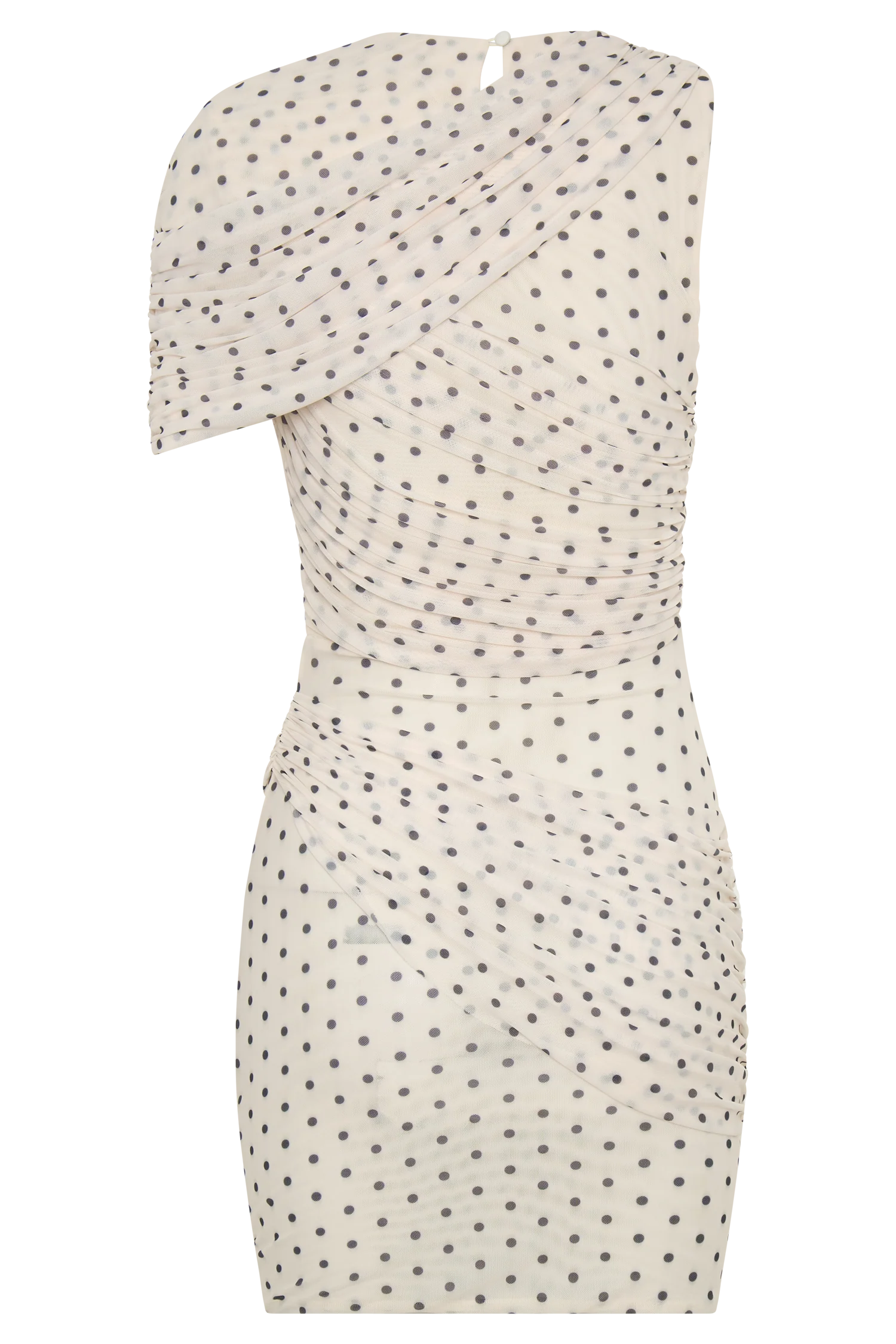 Adrienne One Shoulder Mesh Mini Dress - Polka Dot - Image 10