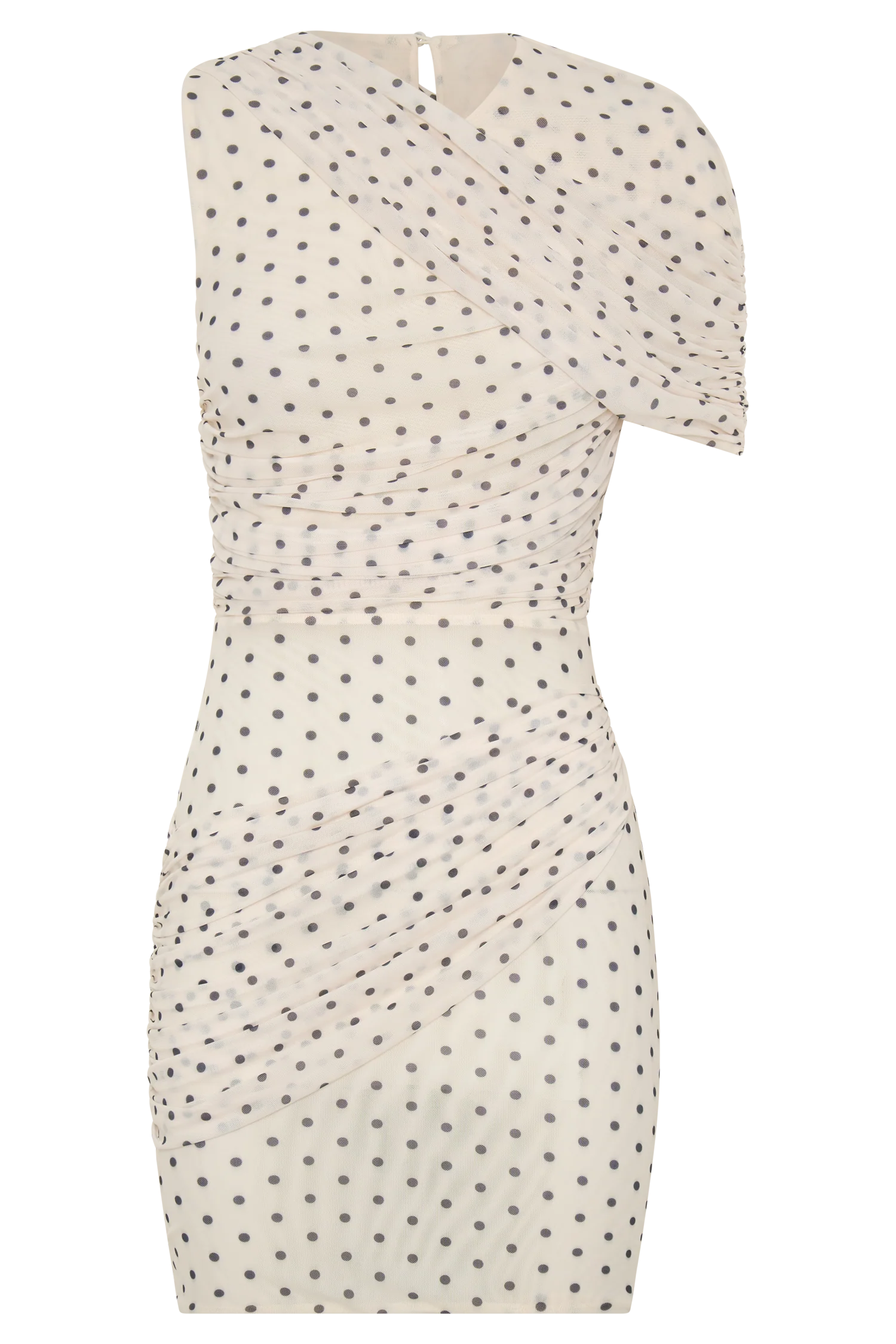 Adrienne One Shoulder Mesh Mini Dress - Polka Dot - Image 11