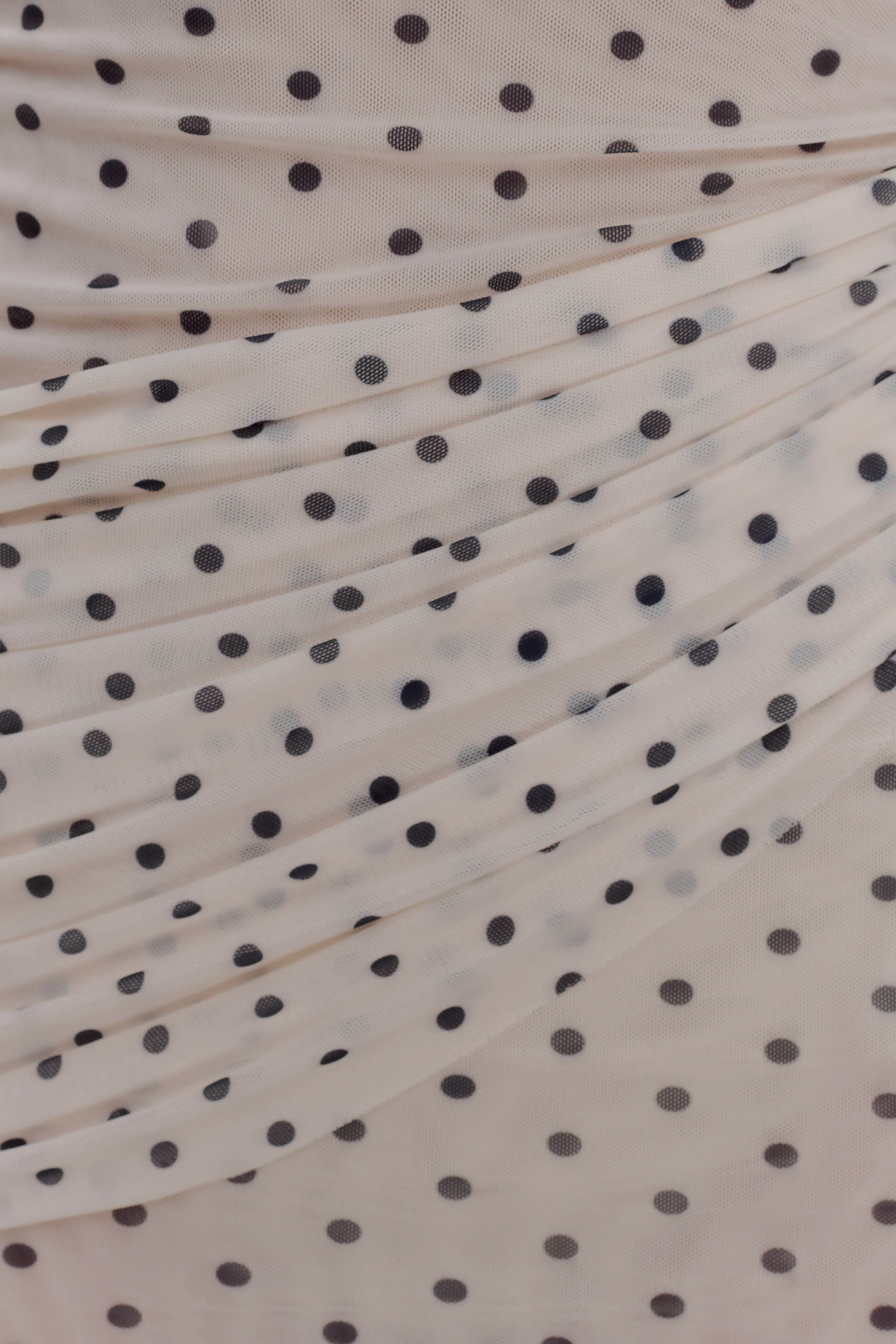 Adrienne One Shoulder Mesh Mini Dress - Polka Dot - Image 9