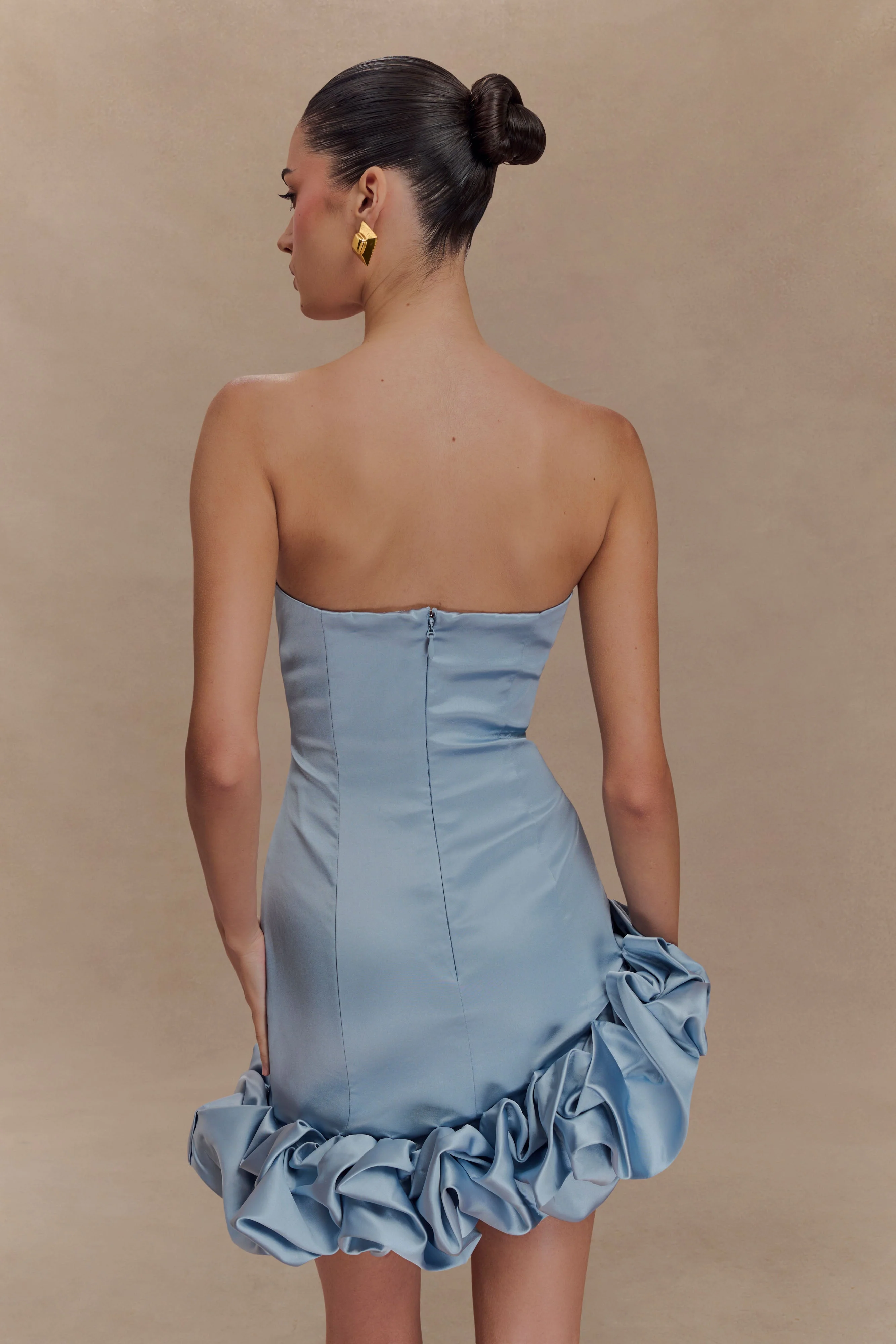 Alba Bubble Mini Dress - Cornflower Blue - Image 3