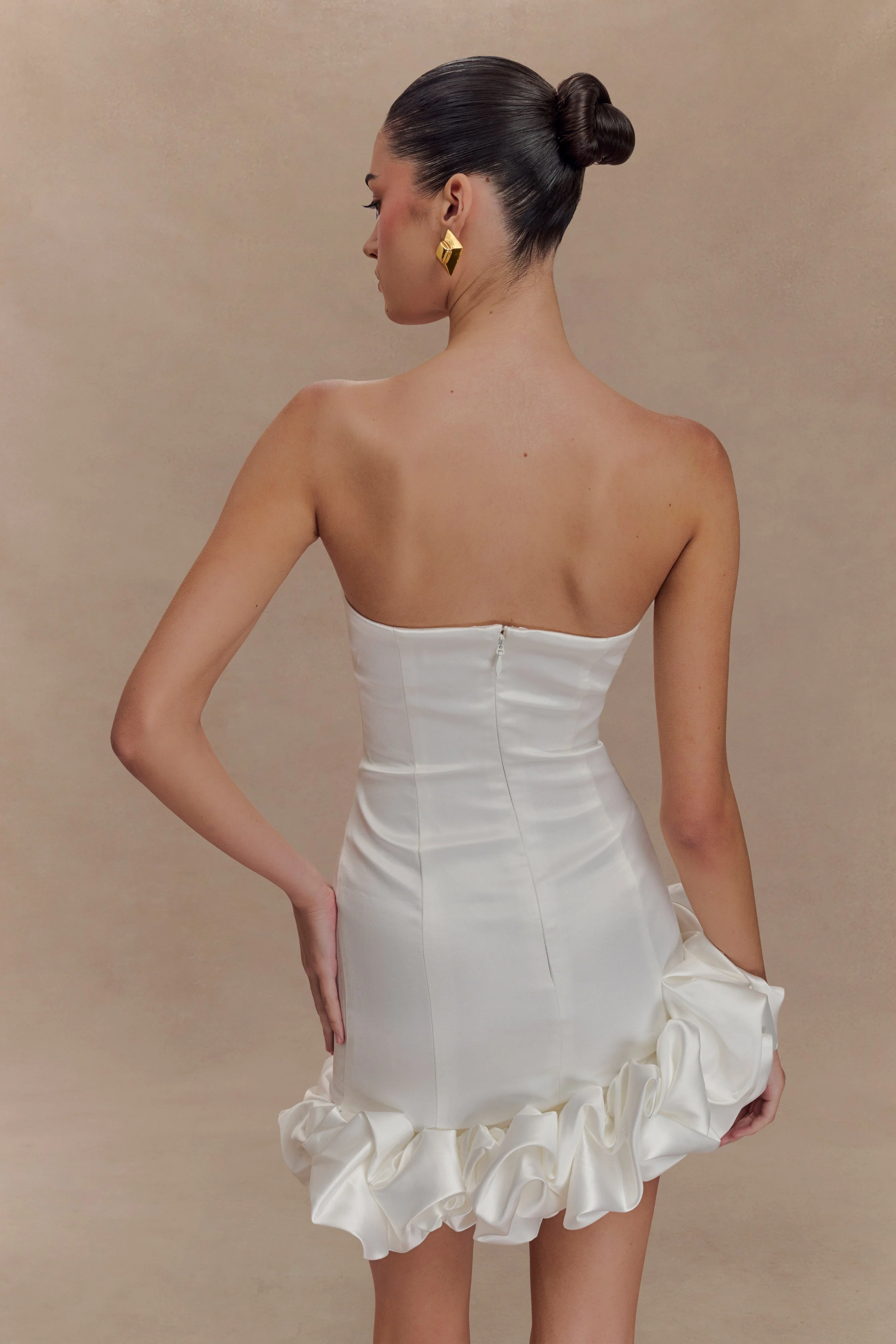 Alba Bubble Mini Dress - White - Image 4