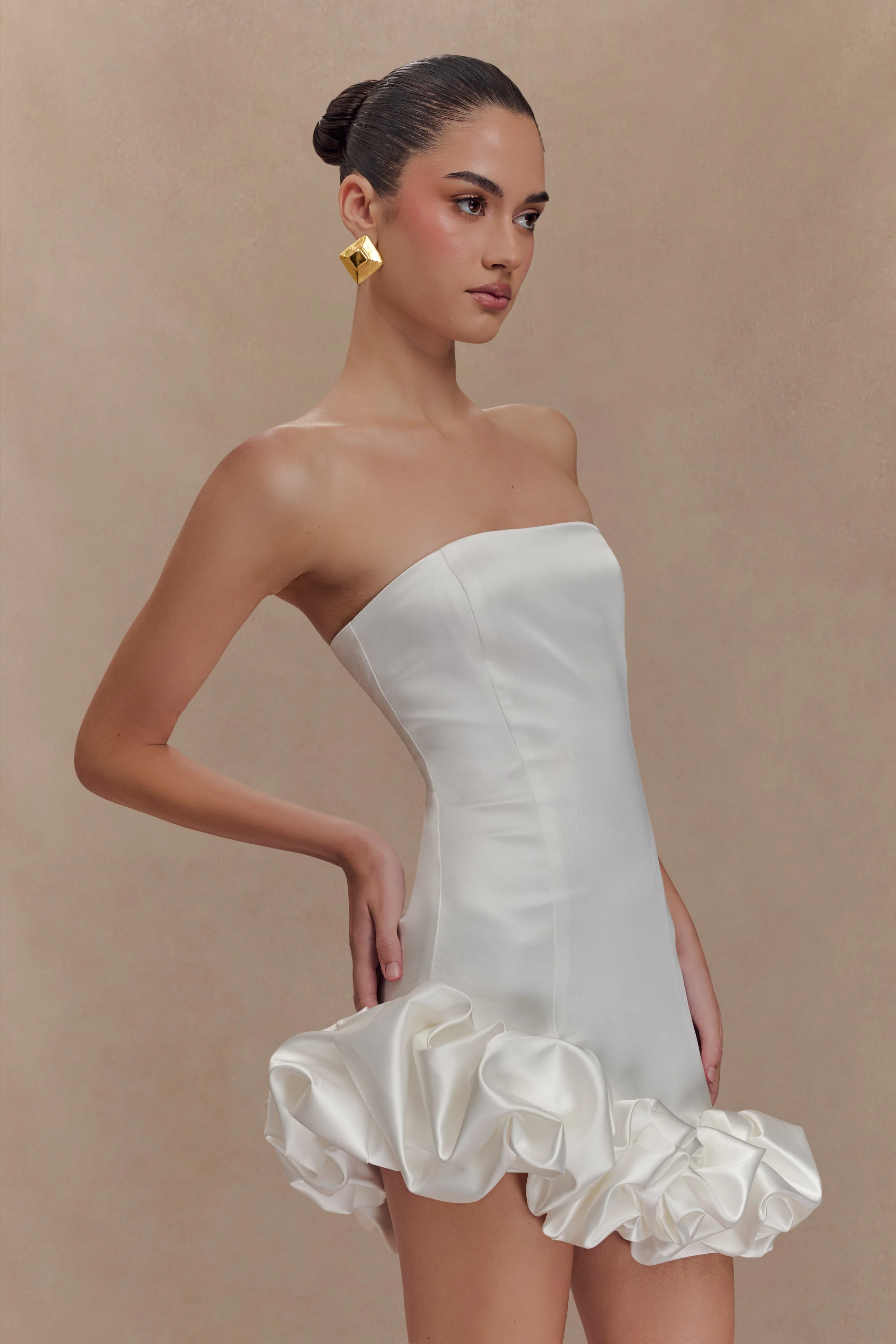 Alba Bubble Mini Dress - White - Image 5