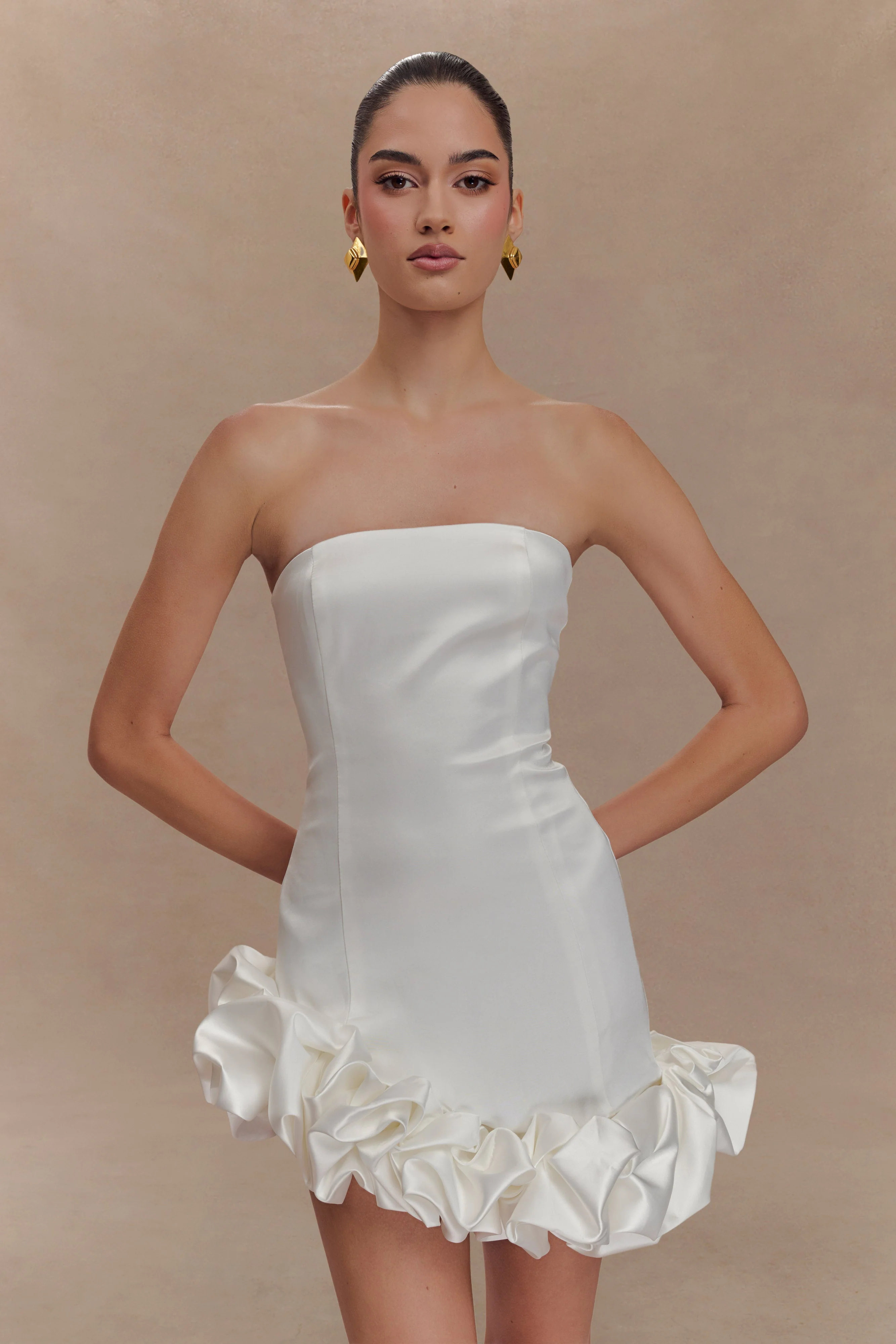 Alba Bubble Mini Dress - White - Image 6