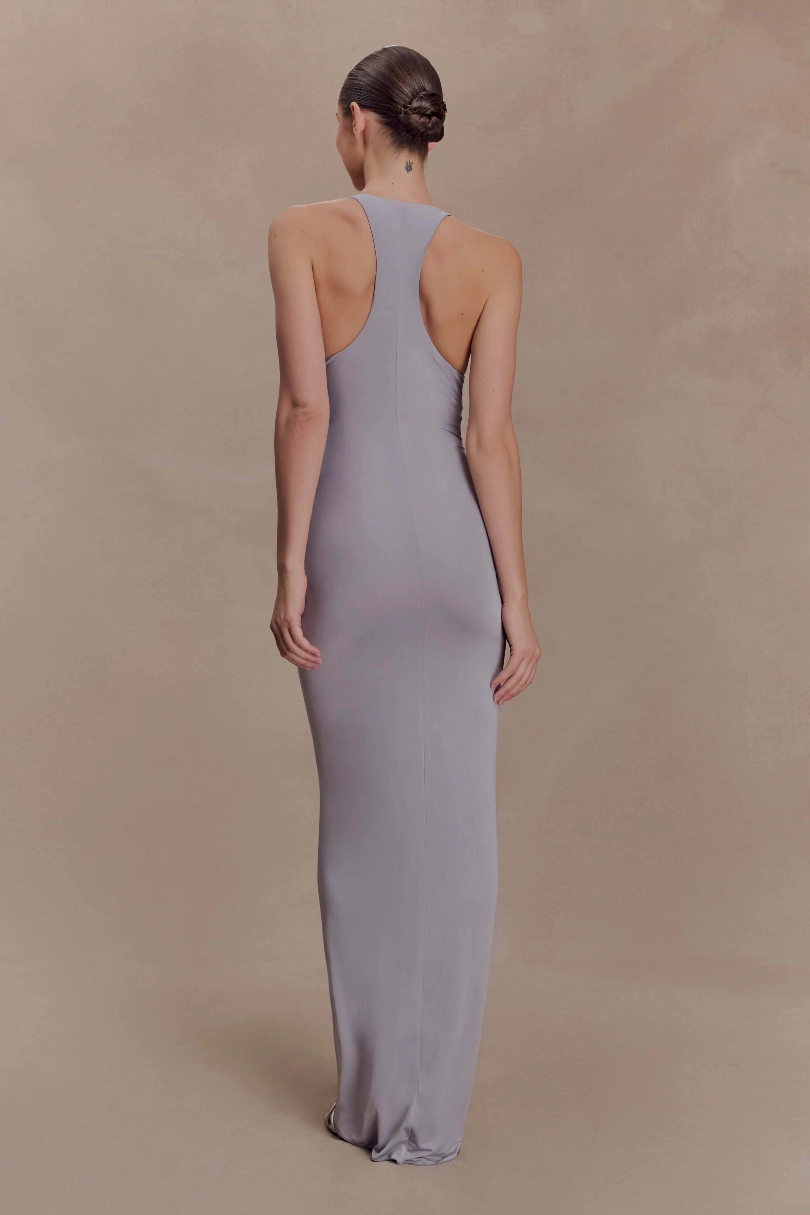 Alessandra Slinky Ruffle Maxi Dress - Grey - Image 4