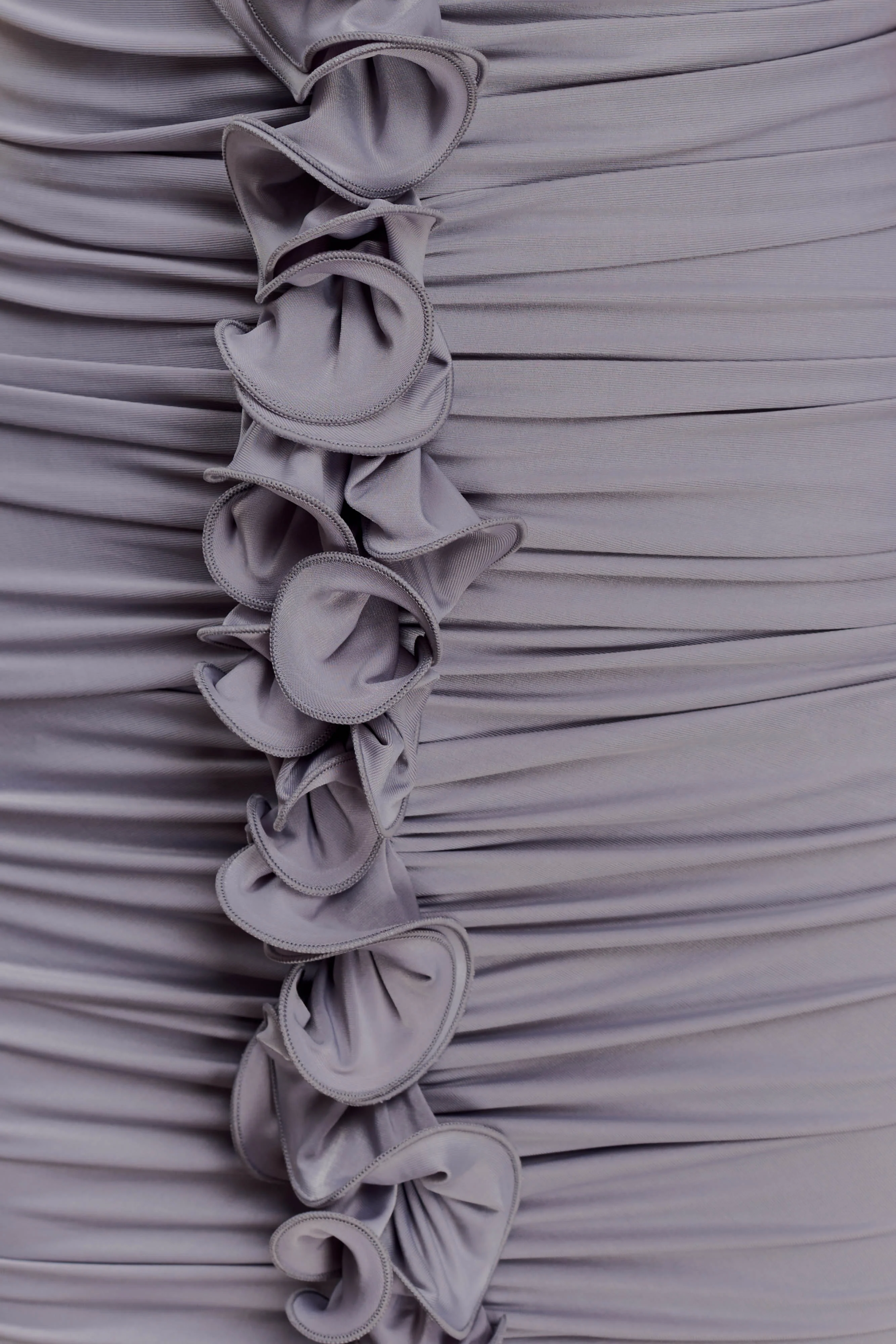 Alessandra Slinky Ruffle Maxi Dress - Grey - Image 6