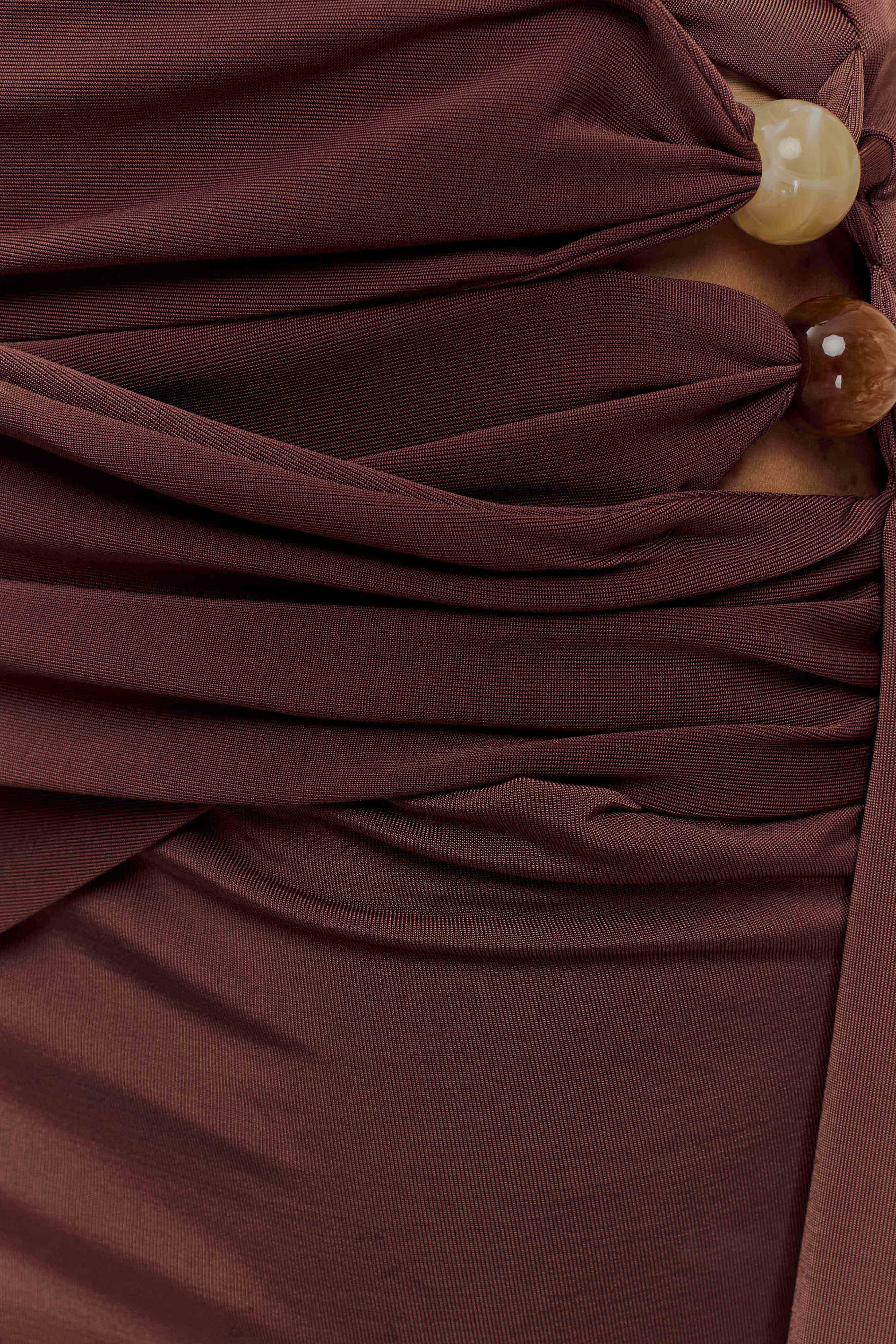 Alicent Slinky Beaded Mini Skirt - Chocolate - Image 7