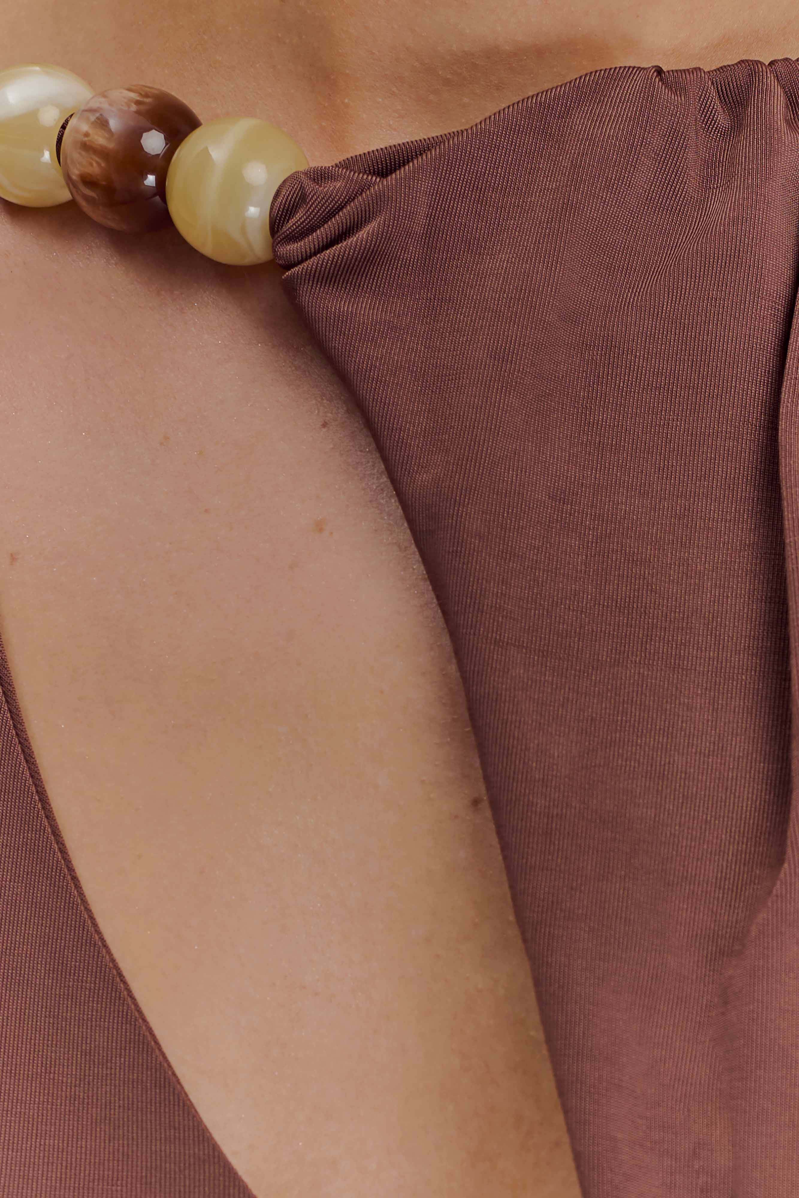 Alicent Slinky Beaded Top - Chocolate - Image 5