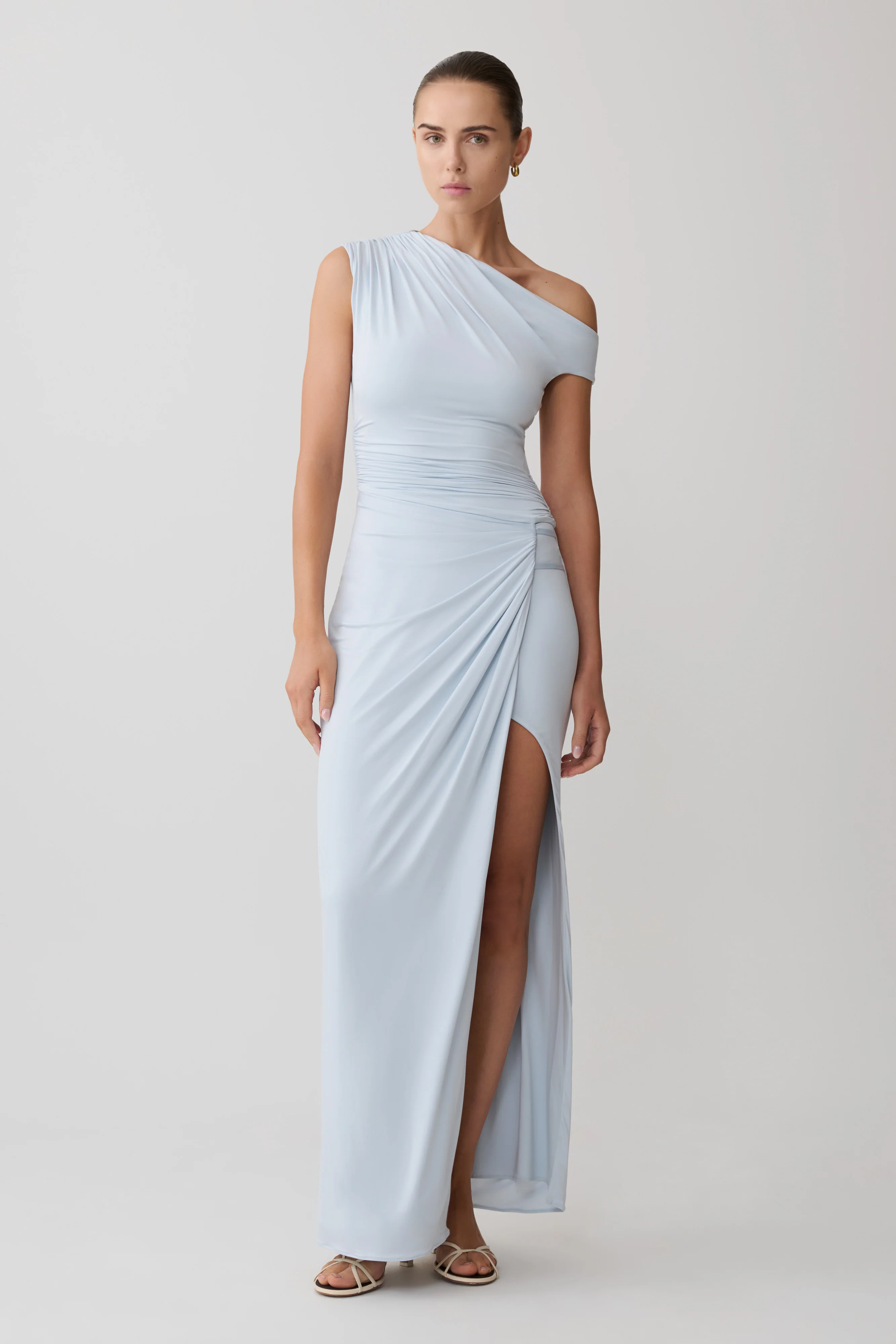 Alyn Off Shoulder Draped Maxi Dress - Pale Blue - Image 4