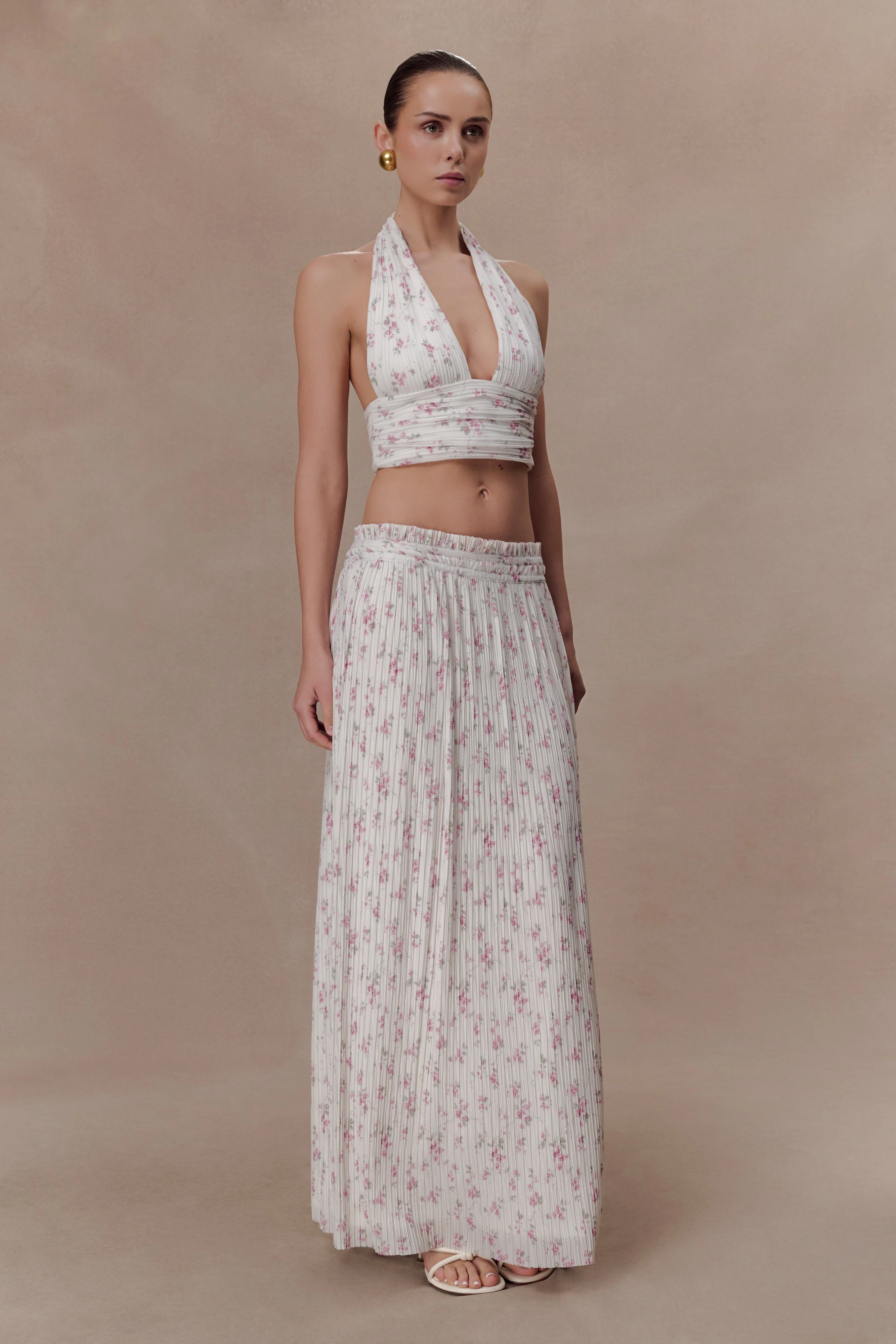 Amaris Gathered Plisse Maxi Skirt - Floral Ditsy Print - Image 5