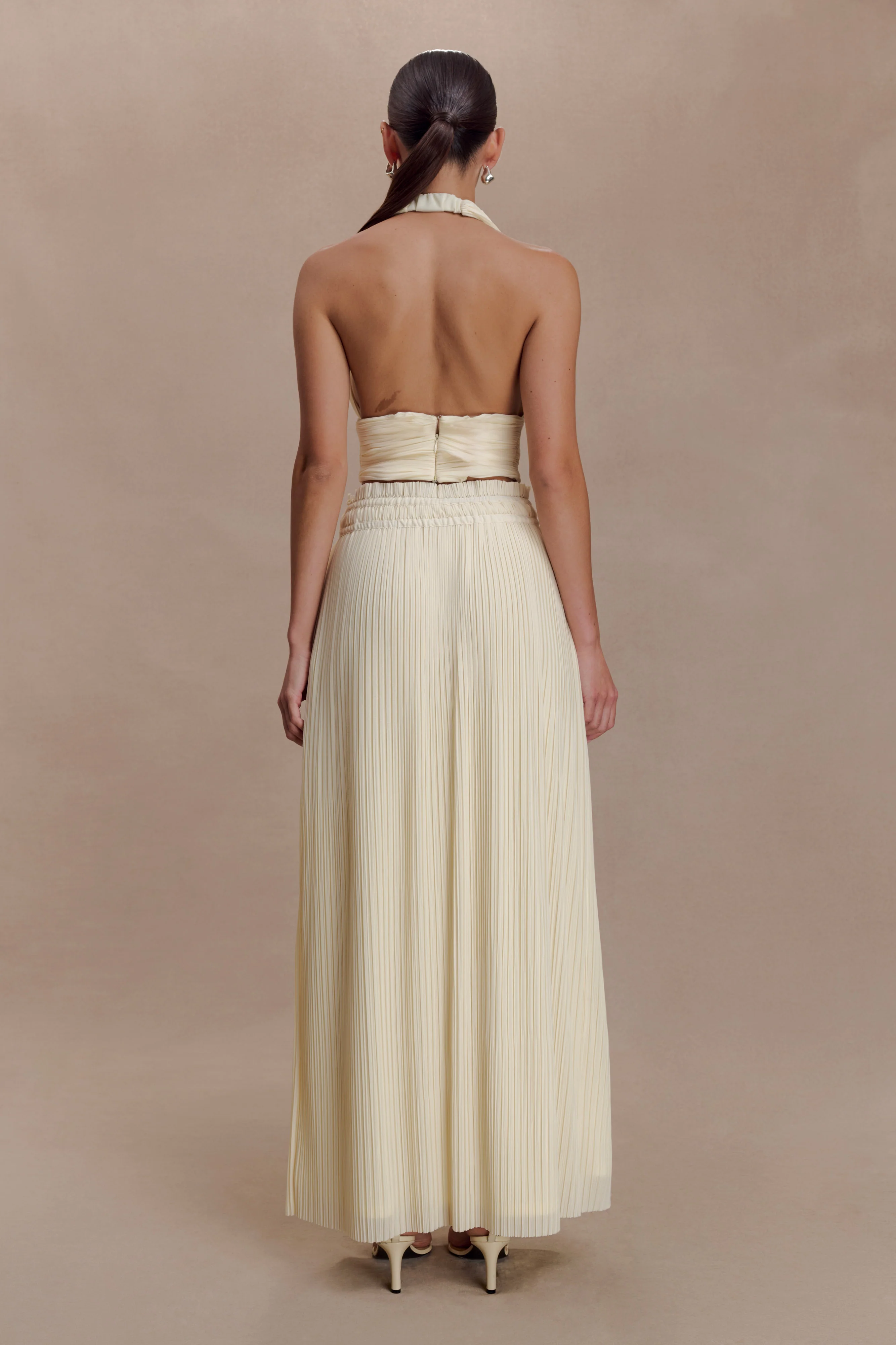 Amaris Sleeveless Plisse Halter Top - Lemon - Image 5