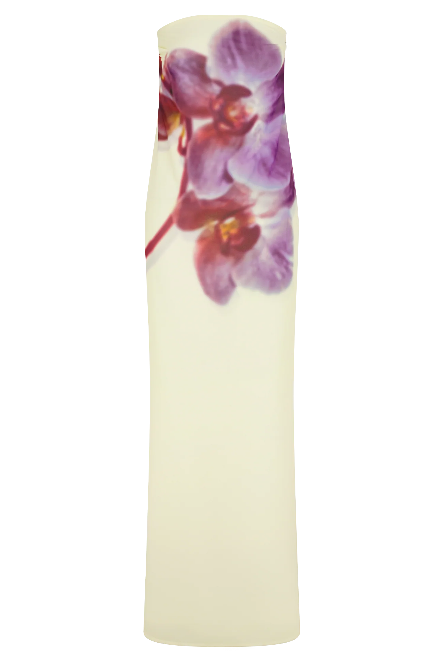 Amaya Strapless Chiffon Maxi Dress - Ivory Koi Orchid Print - Image 7