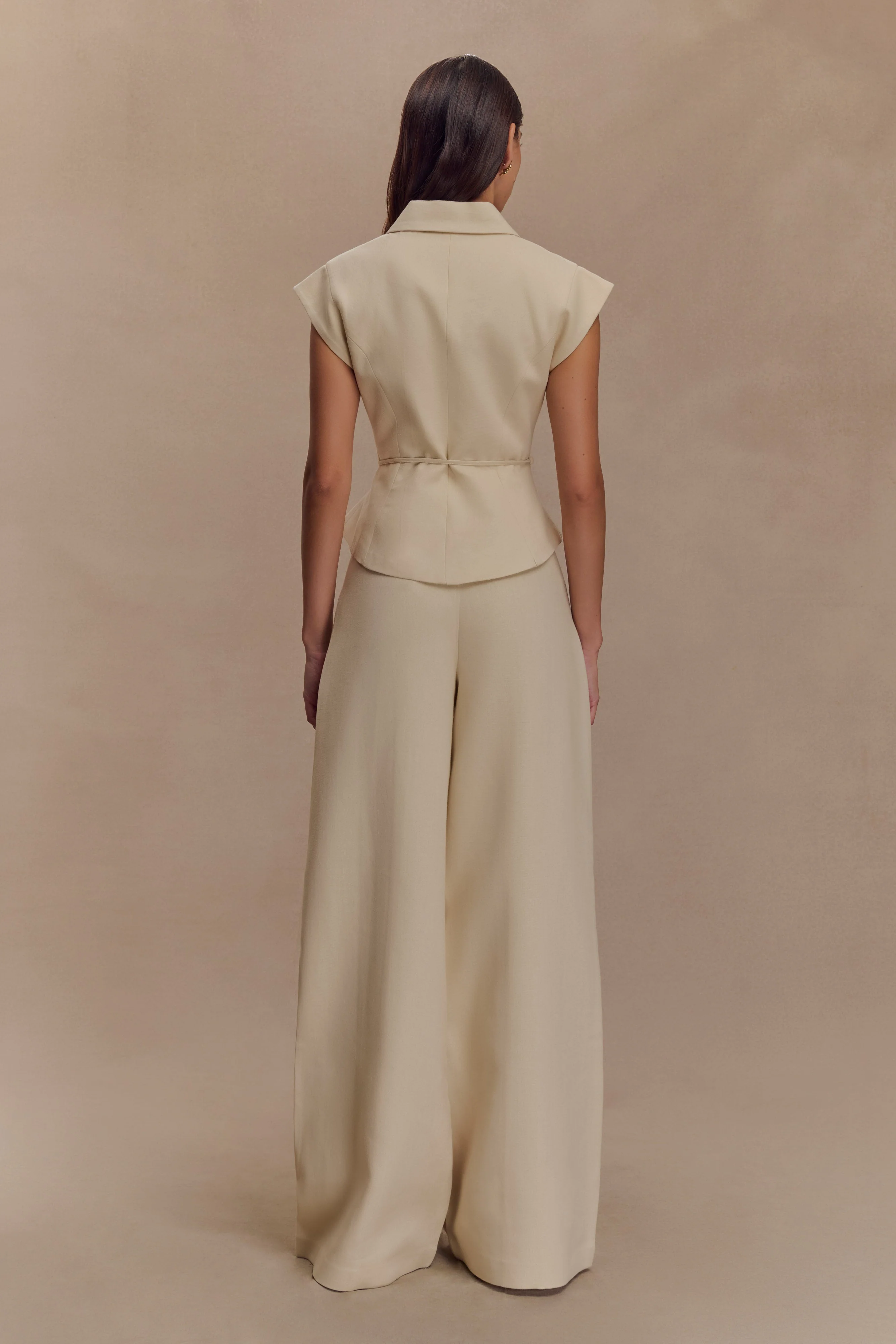 Andina Shortsleeve Linen Top - Natural Beige - Image 6