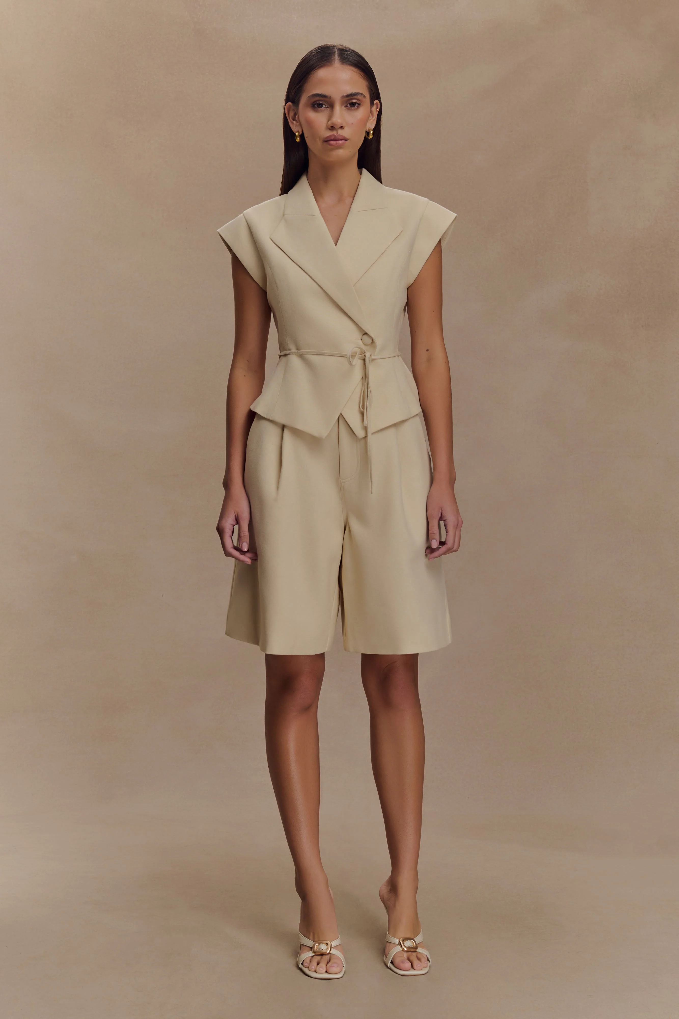 Andina Shortsleeve Linen Top - Natural Beige - Image 8