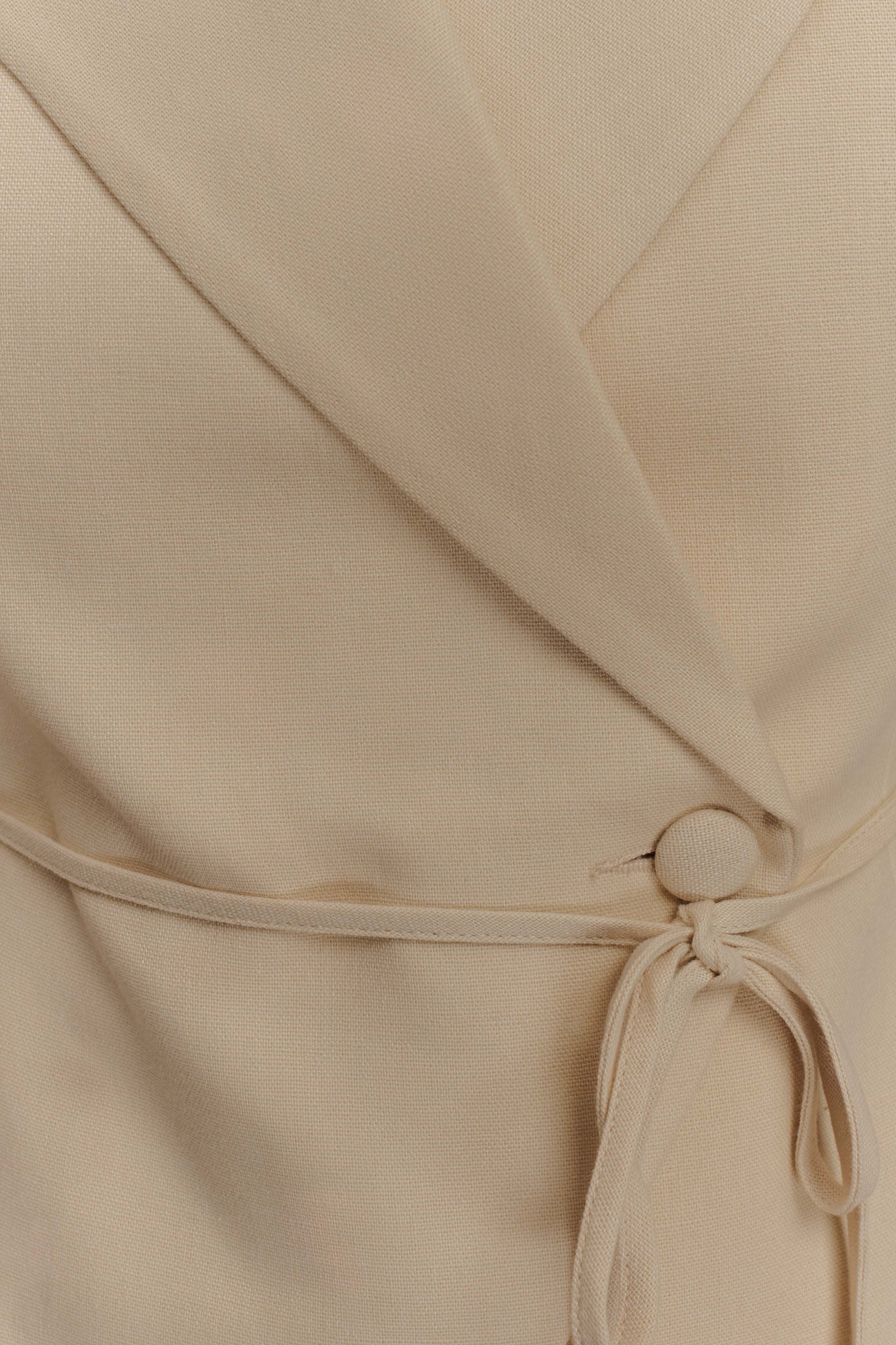 Andina Shortsleeve Linen Top - Natural Beige - Image 9