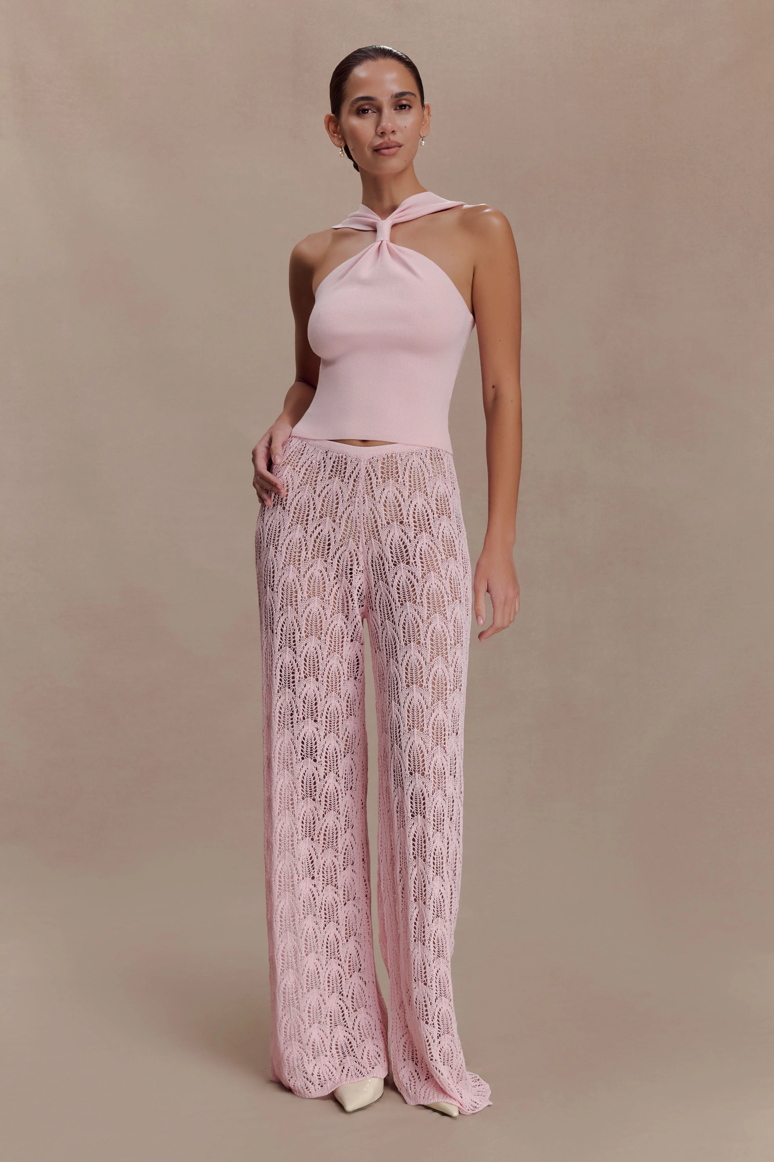 Angelika Twist Front Knit Top - Baby Pink - Image 6