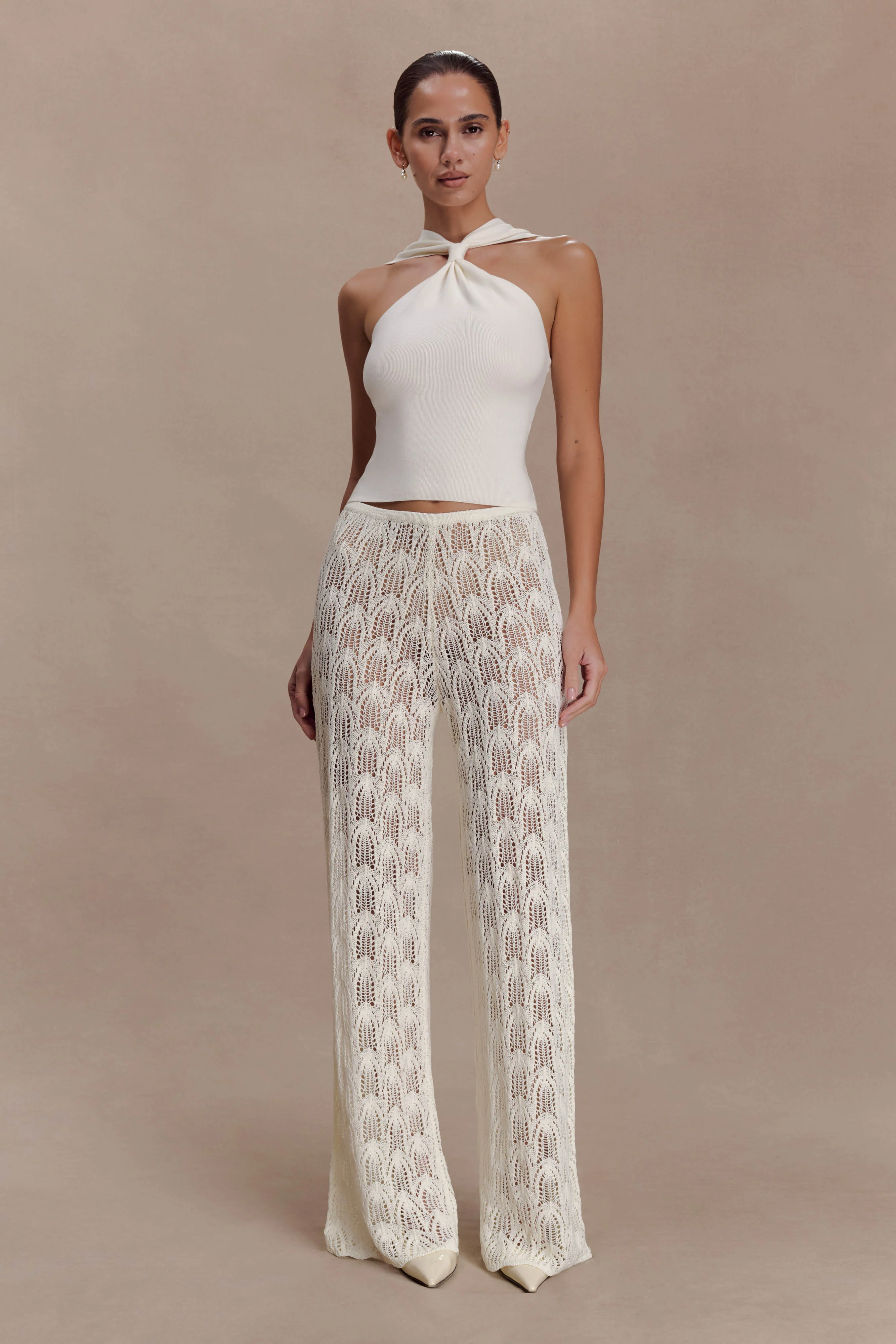 Angelika Twist Front Knit Top - Ivory - Image 5
