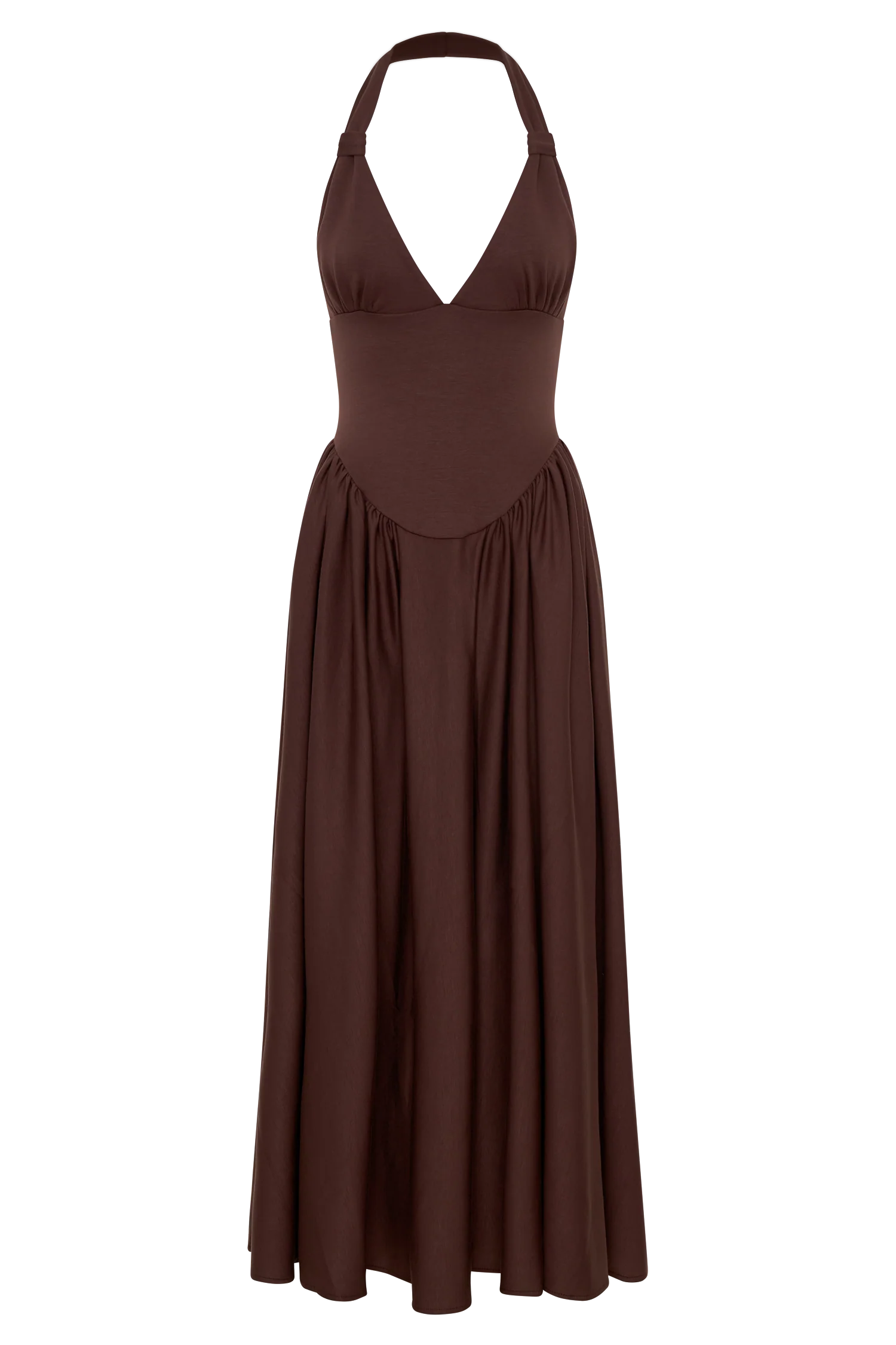 Angelina Scuba Halter Midi Dress - Chocolate - Image 8