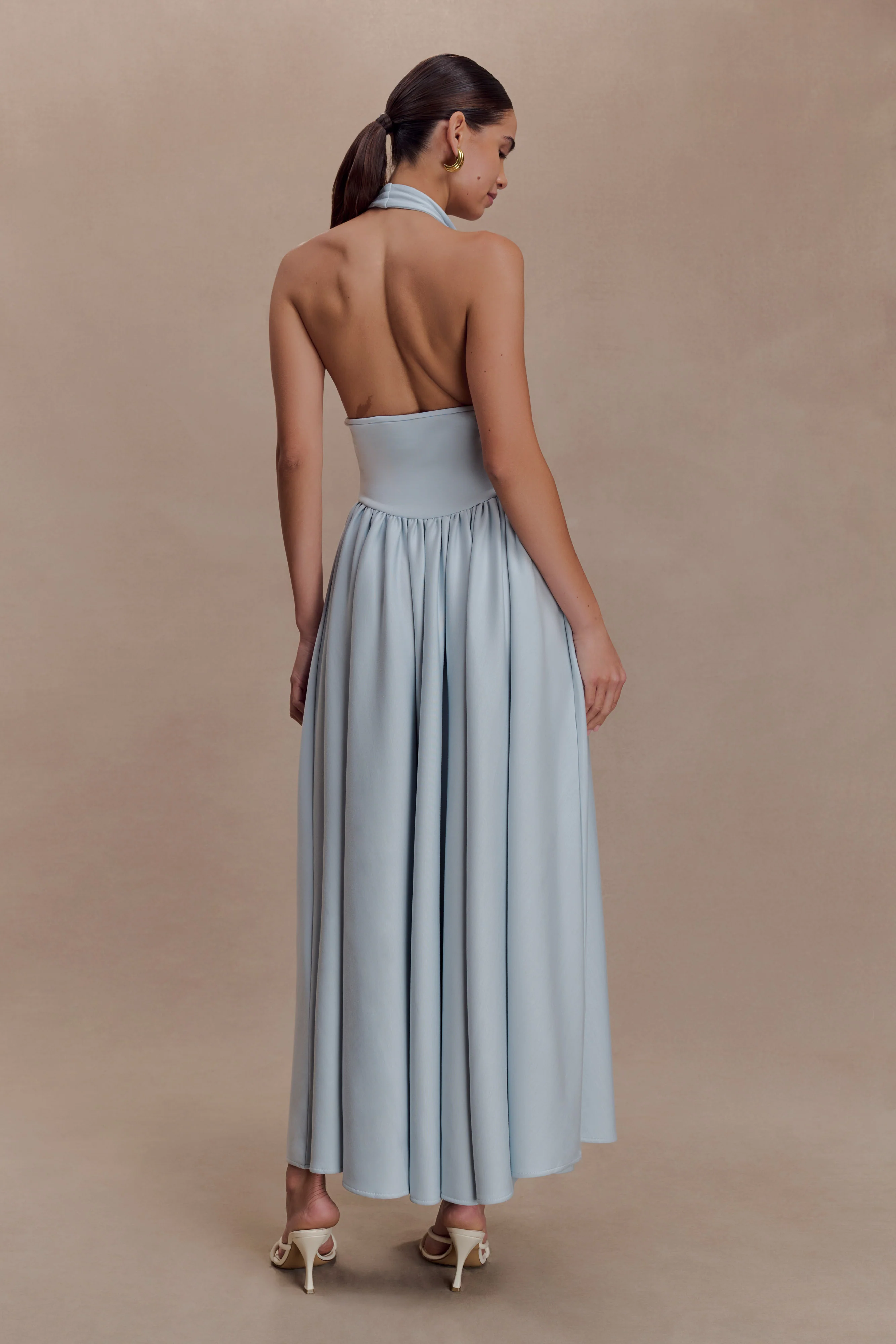 Angelina Scuba Halter Midi Dress - Pale Blue - Image 4