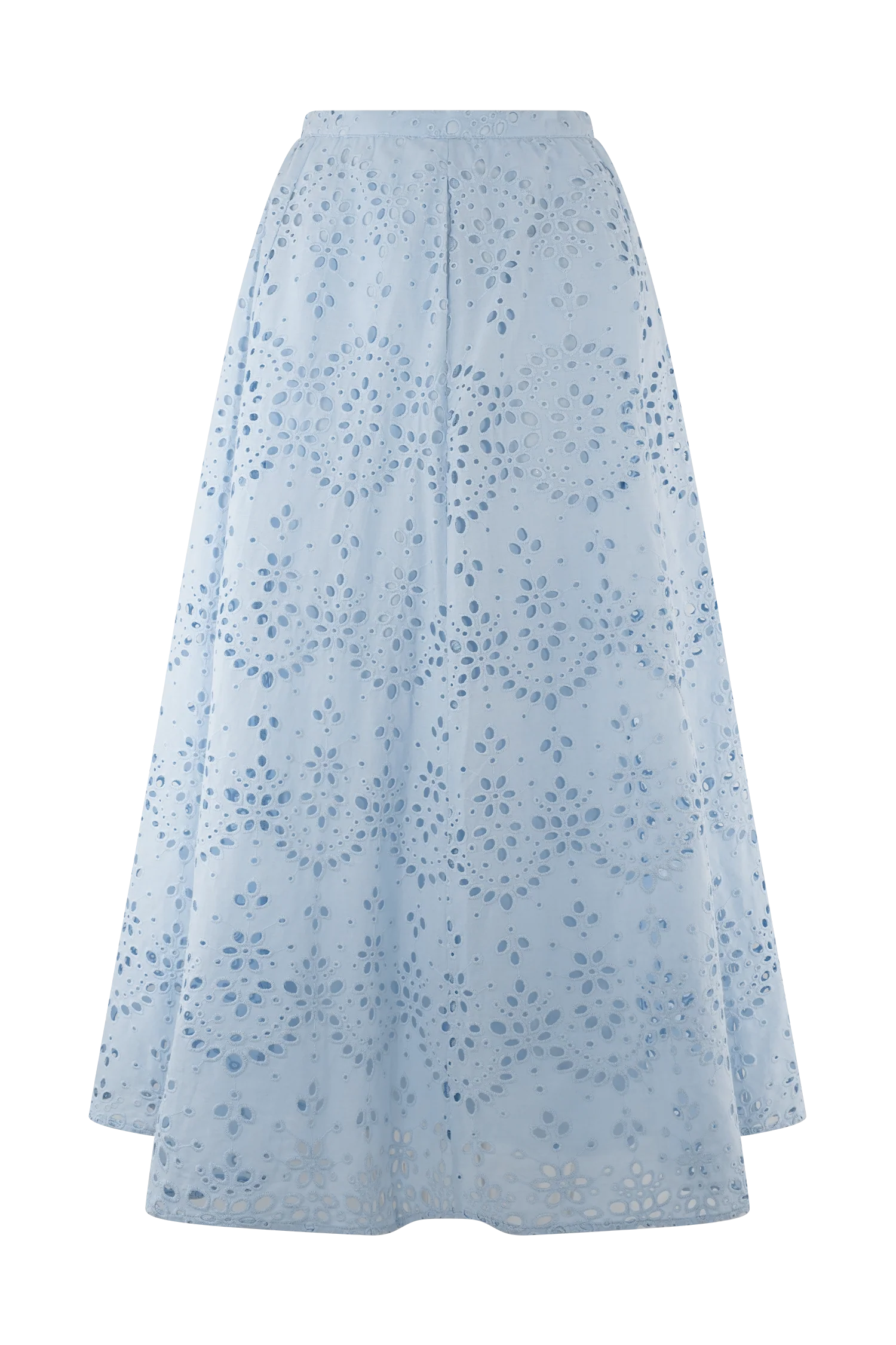 Arla Broderie Midi Skirt - Pale Cornflower Blue - Image 8