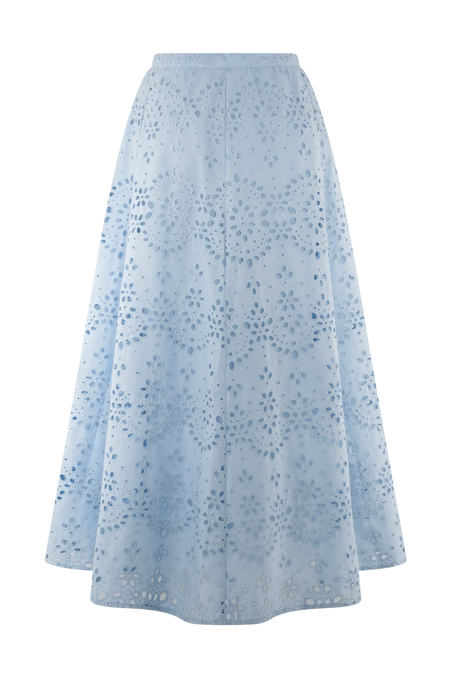Arla Broderie Midi Skirt - Pale Cornflower Blue - Image 9