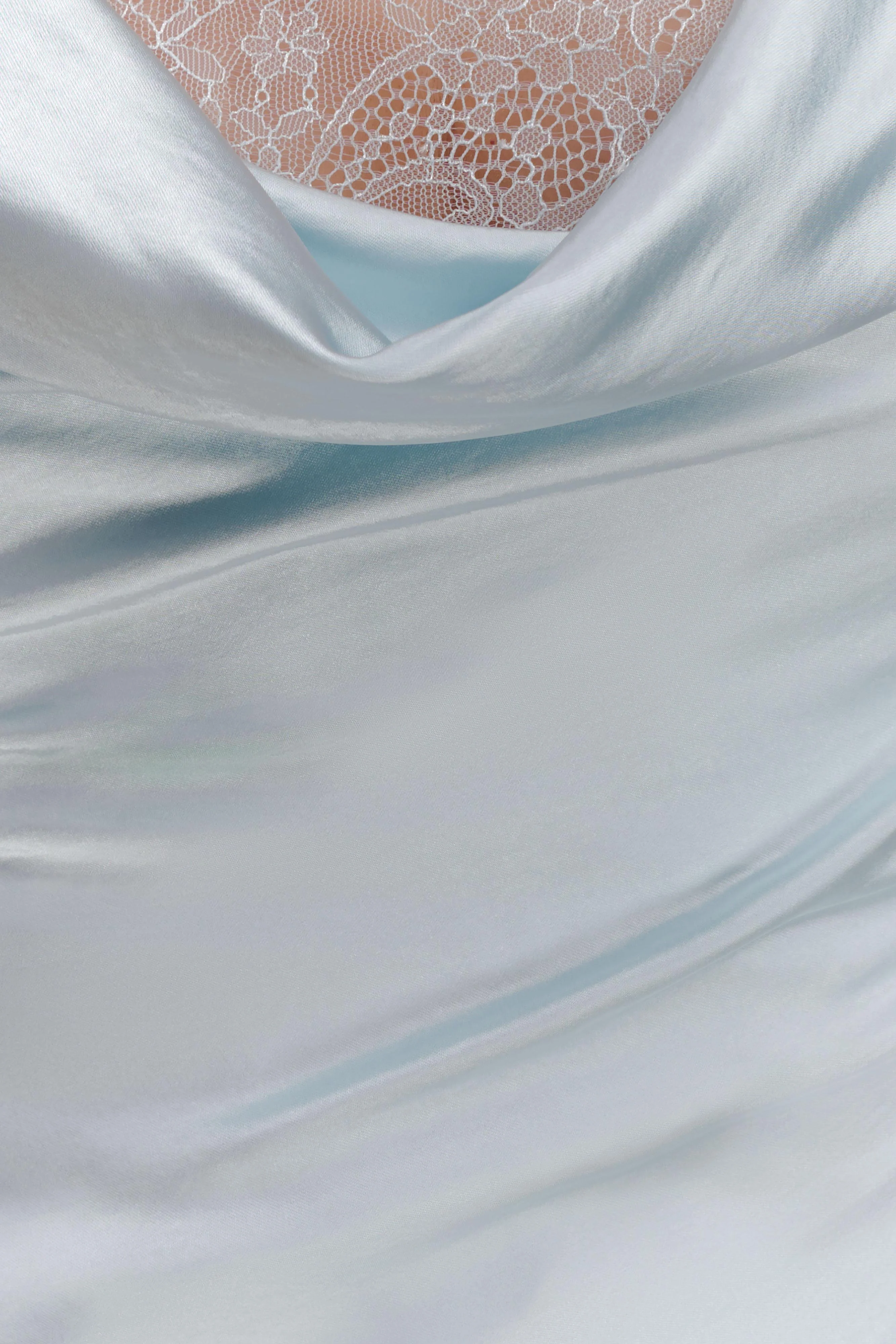Ashley Cowl Neck Lace And Satin Maxi Dress - Ice Blue - Image 9