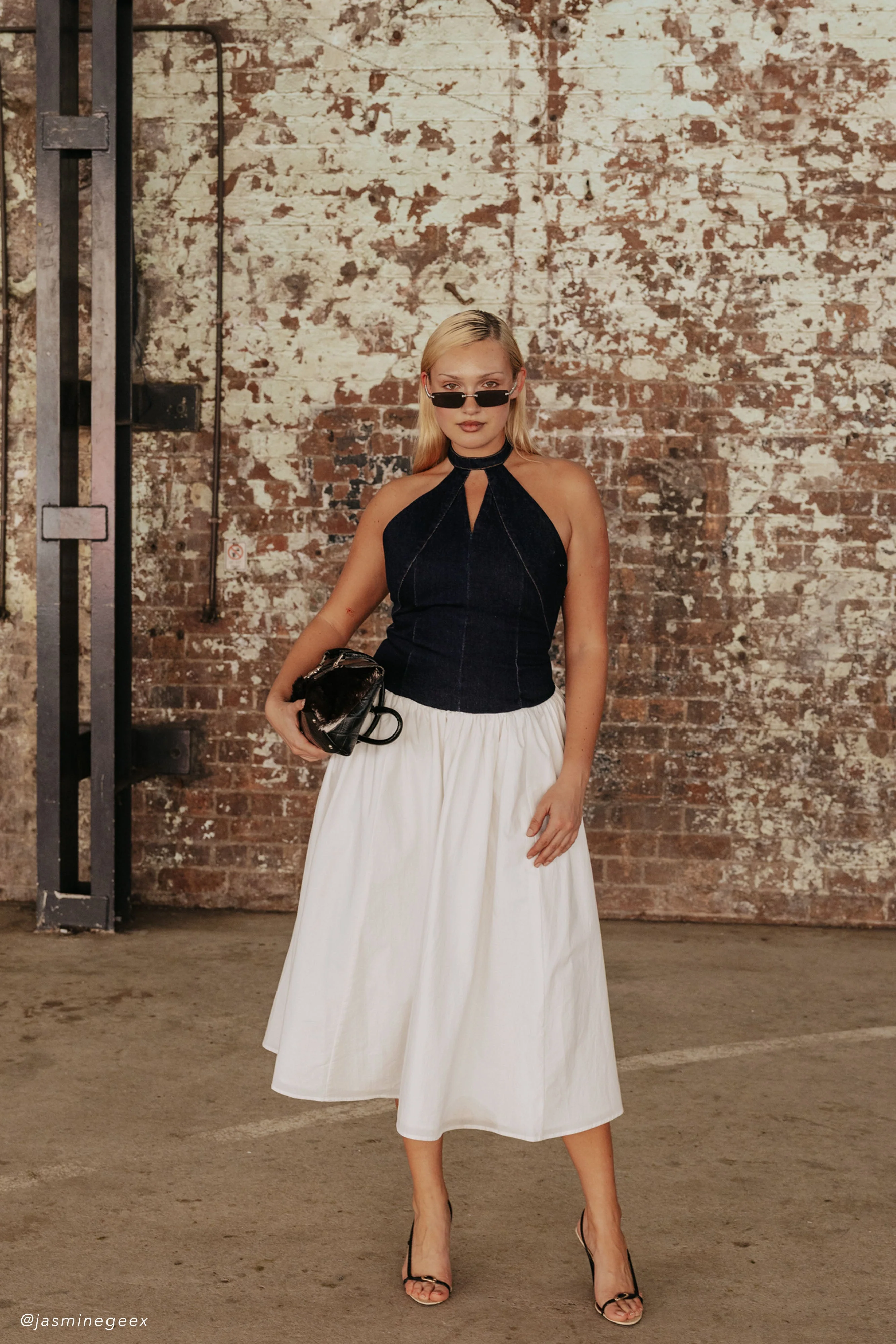 Ashwin Denim Cotton Midi Dress - Indigo Blue - Image 6