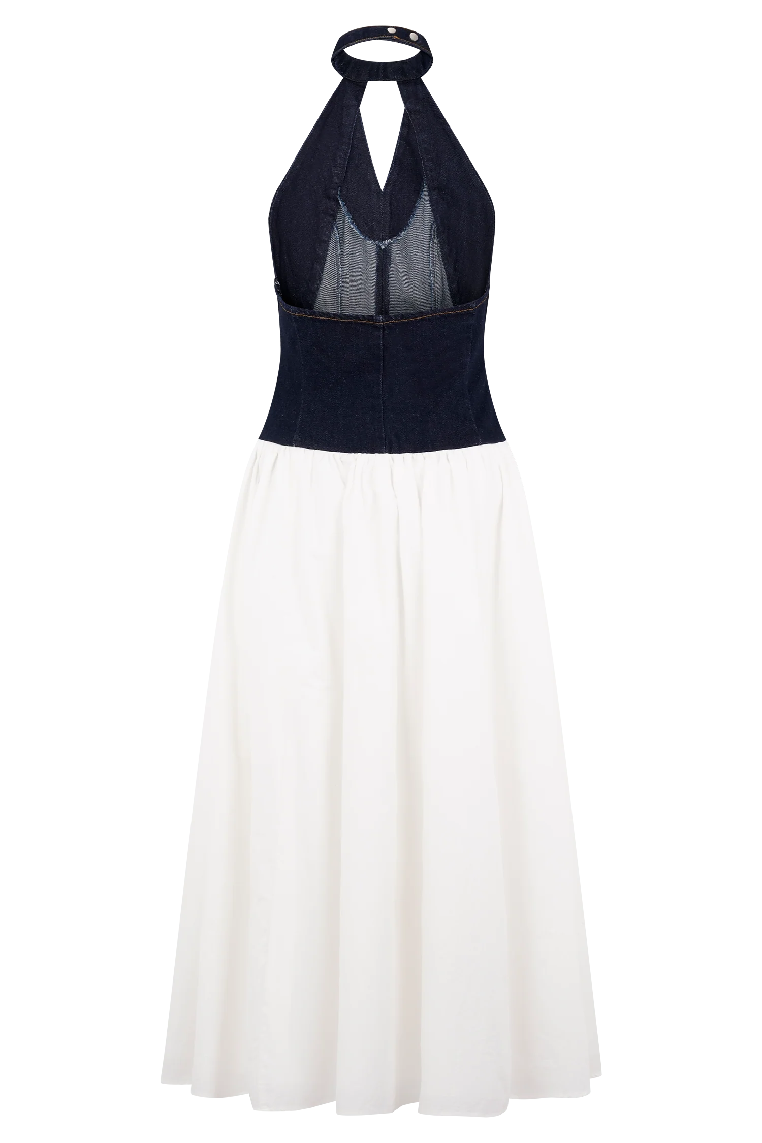 Ashwin Denim Cotton Midi Dress - Indigo Blue - Image 8