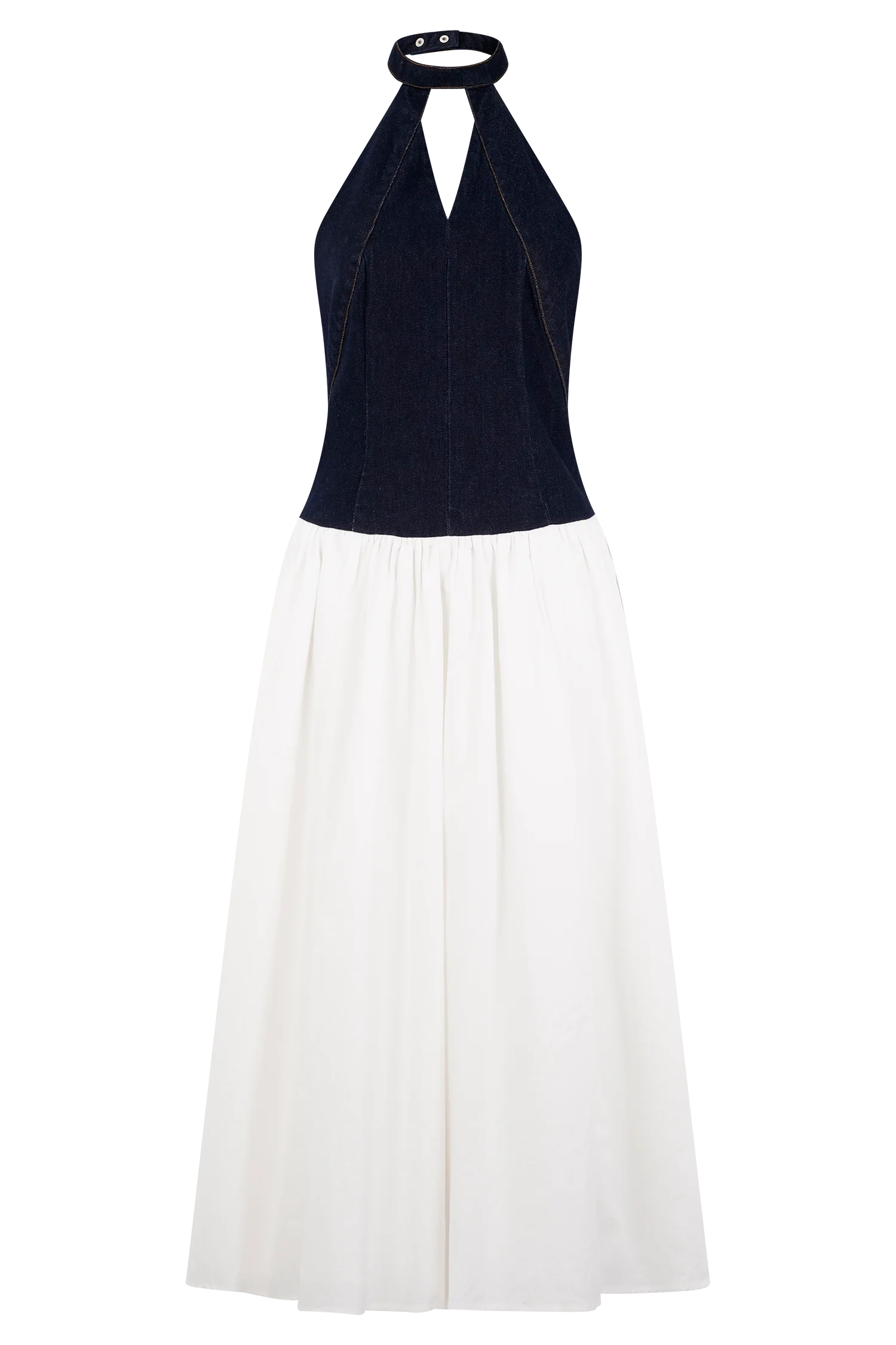 Ashwin Denim Cotton Midi Dress - Indigo Blue - Image 9