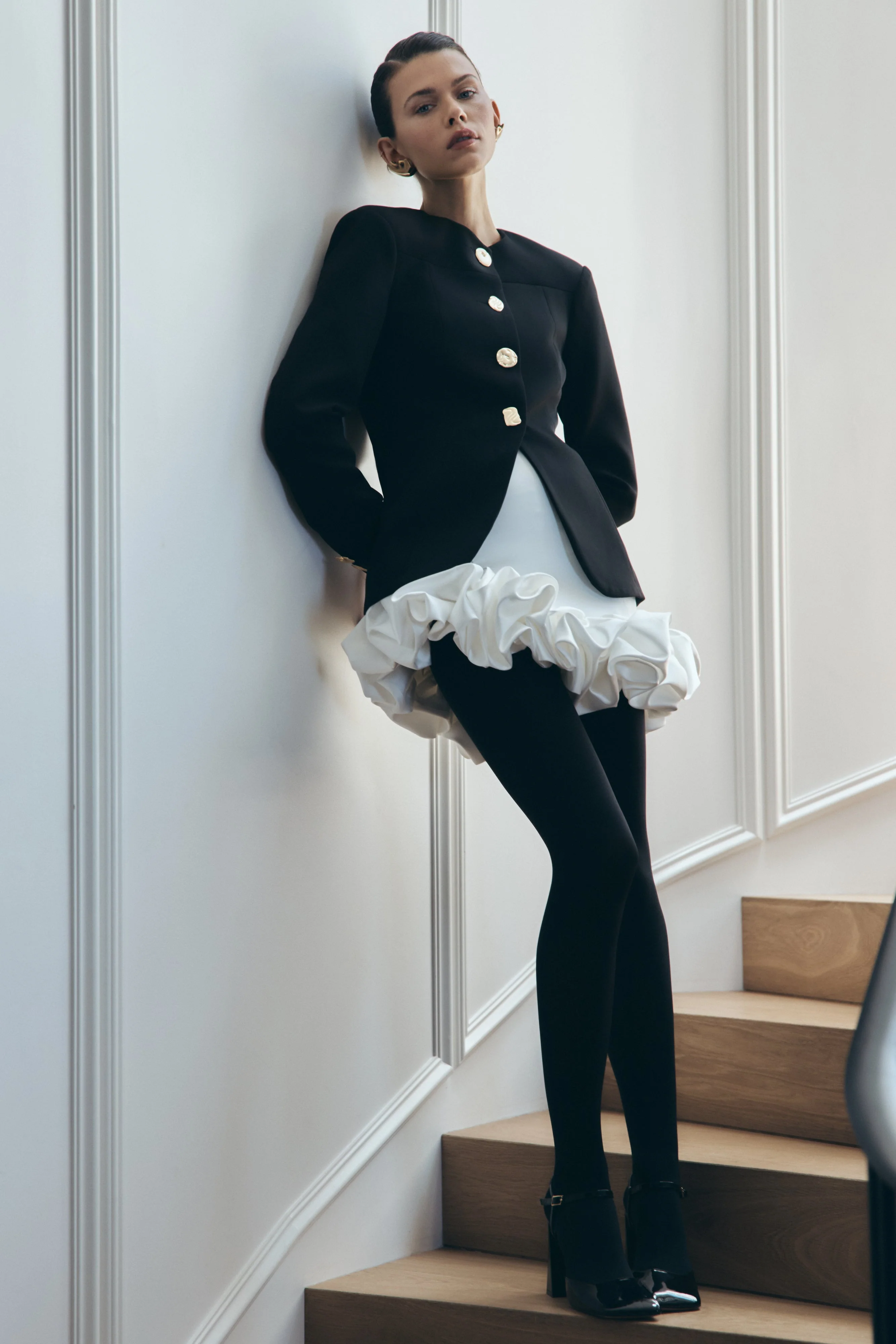 Asia Mixed Button Blazer - Black - Image 7