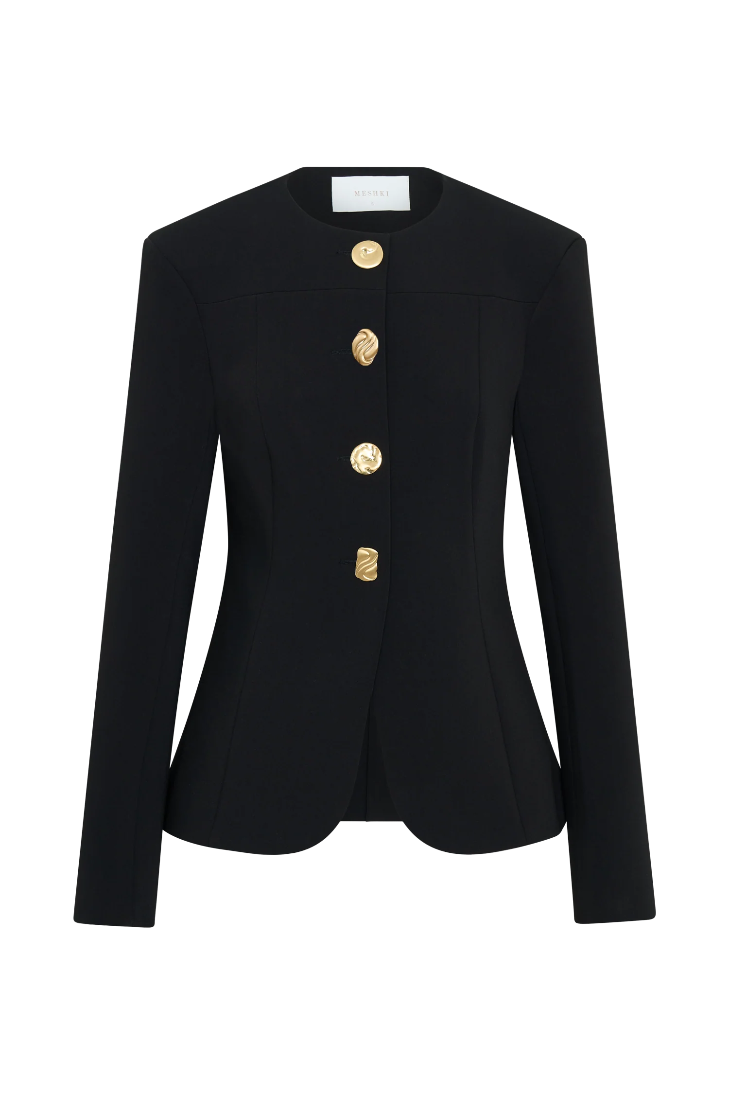Asia Mixed Button Blazer - Black - Image 9