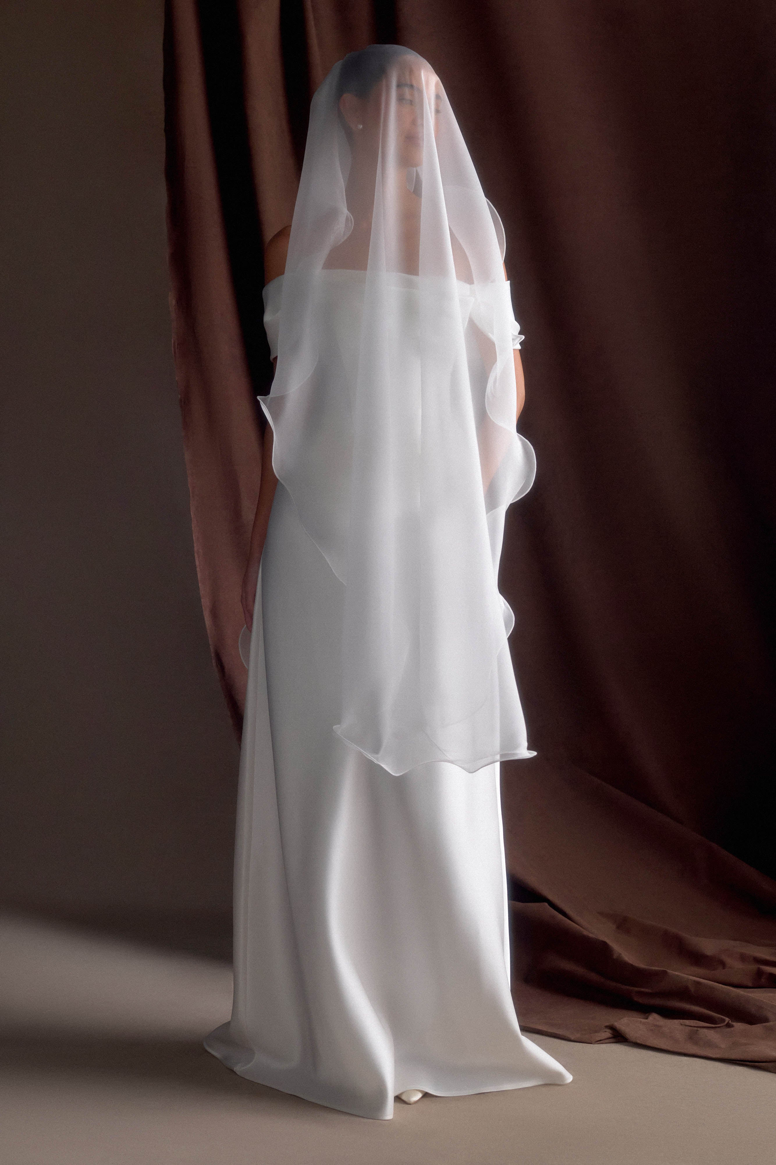 Asteria Draped Chiffon Veil - Ivory - Image 6