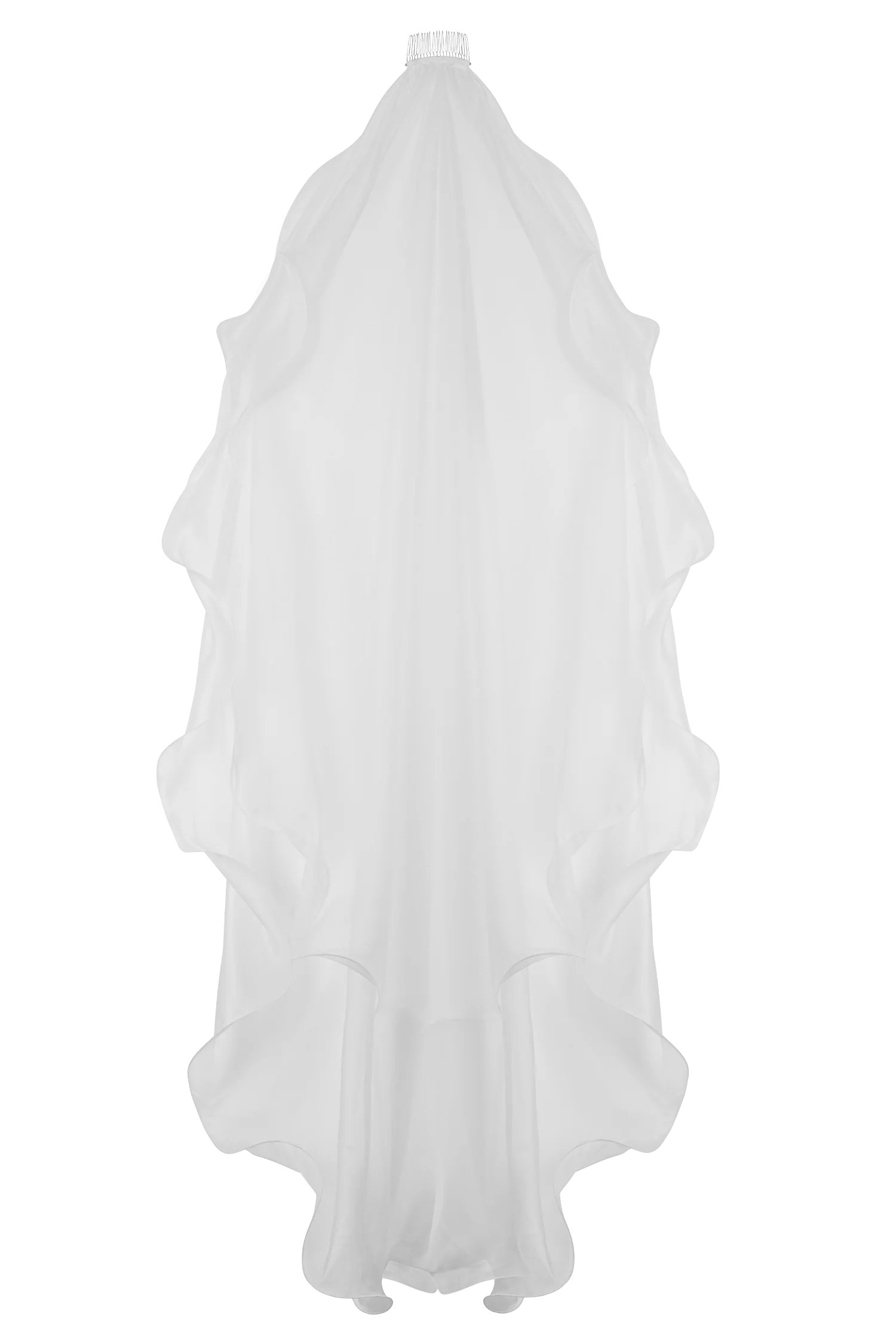 Asteria Draped Chiffon Veil - Ivory - Image 7