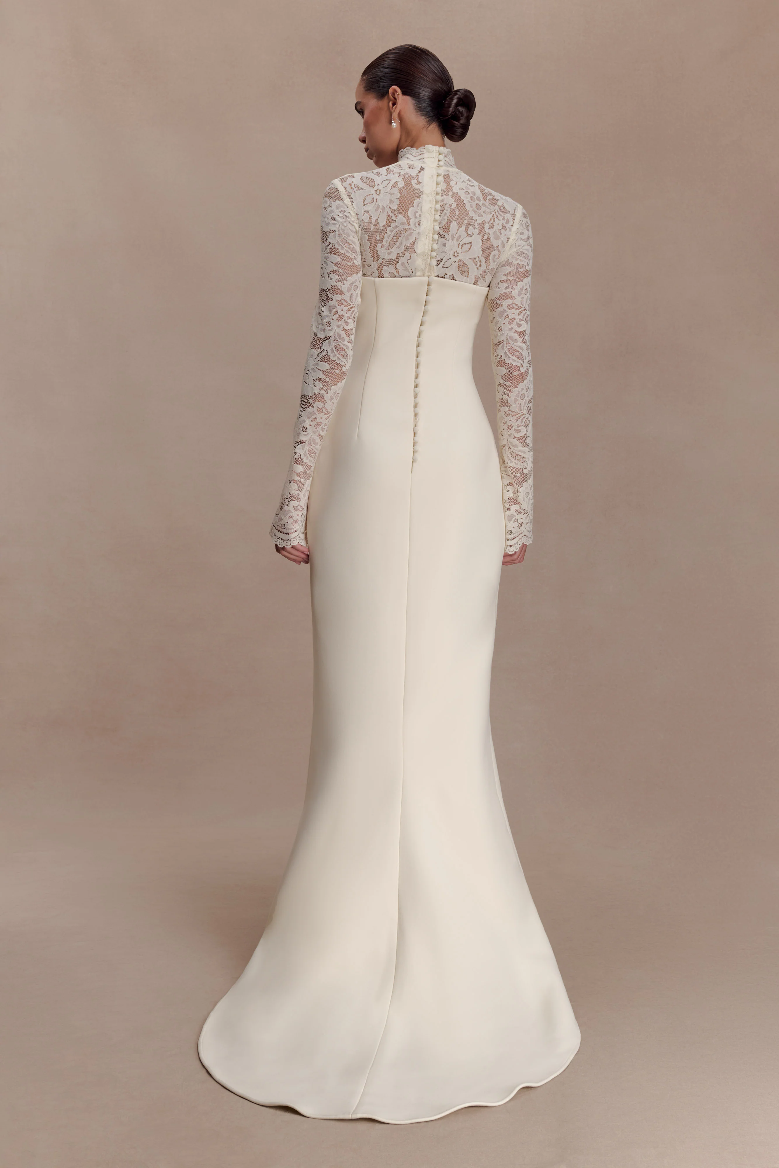 Aurelie Long Sleeve Lace Maxi Dress - Ivory - Image 2