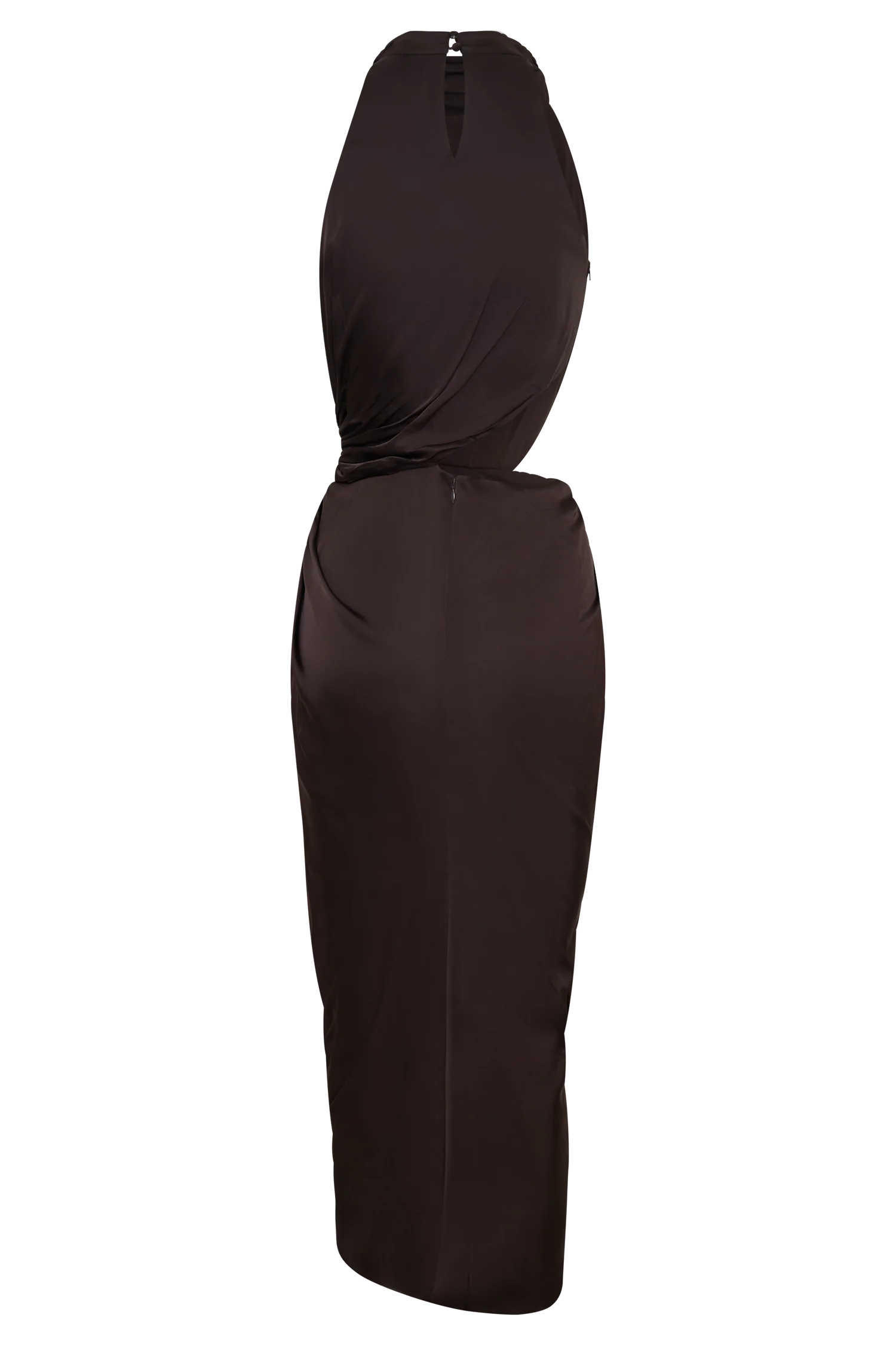 Aveline Draped Halter Midi Dress - Dark Chocolate - Image 5