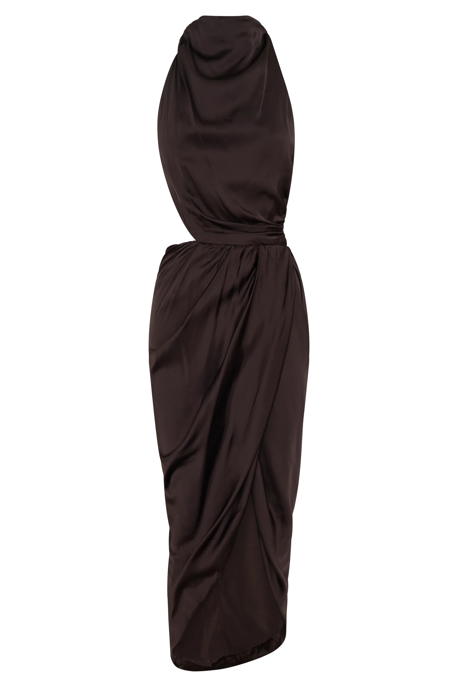 Aveline Draped Halter Midi Dress - Dark Chocolate - Image 6
