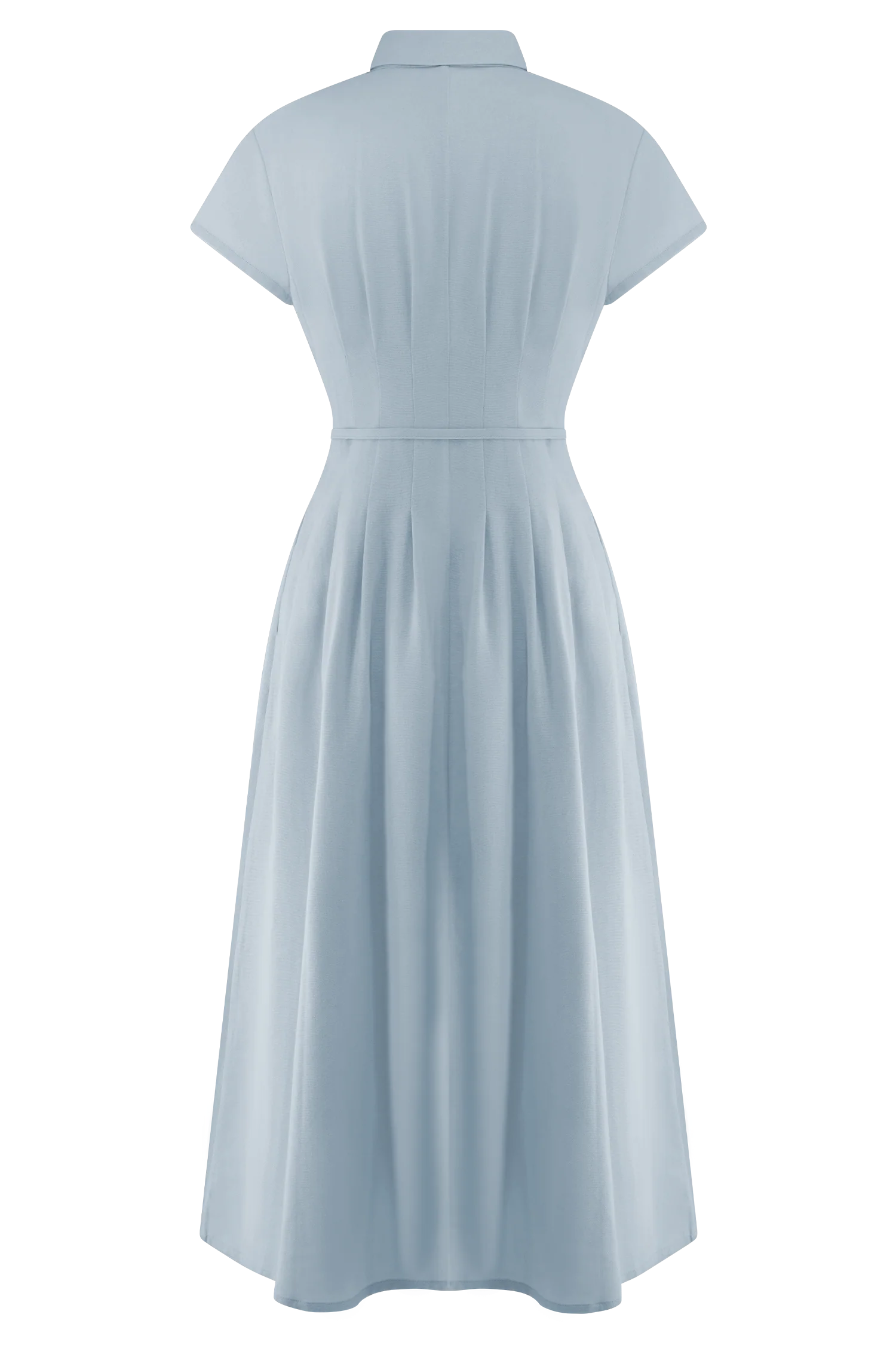 Aysha Buttoned Linen Midi Dress - Cornflower Blue - Image 6