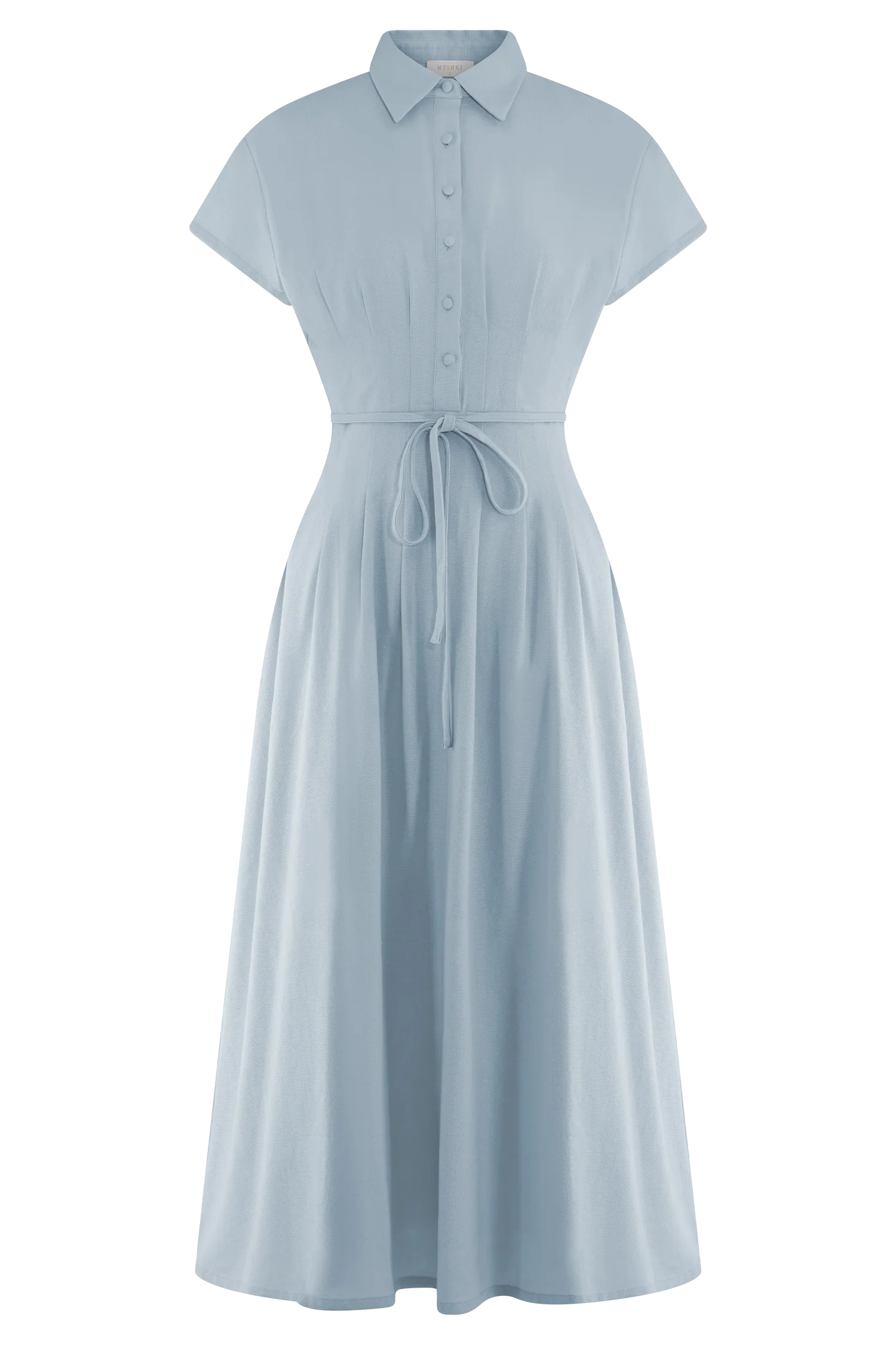 Aysha Buttoned Linen Midi Dress - Cornflower Blue - Image 7