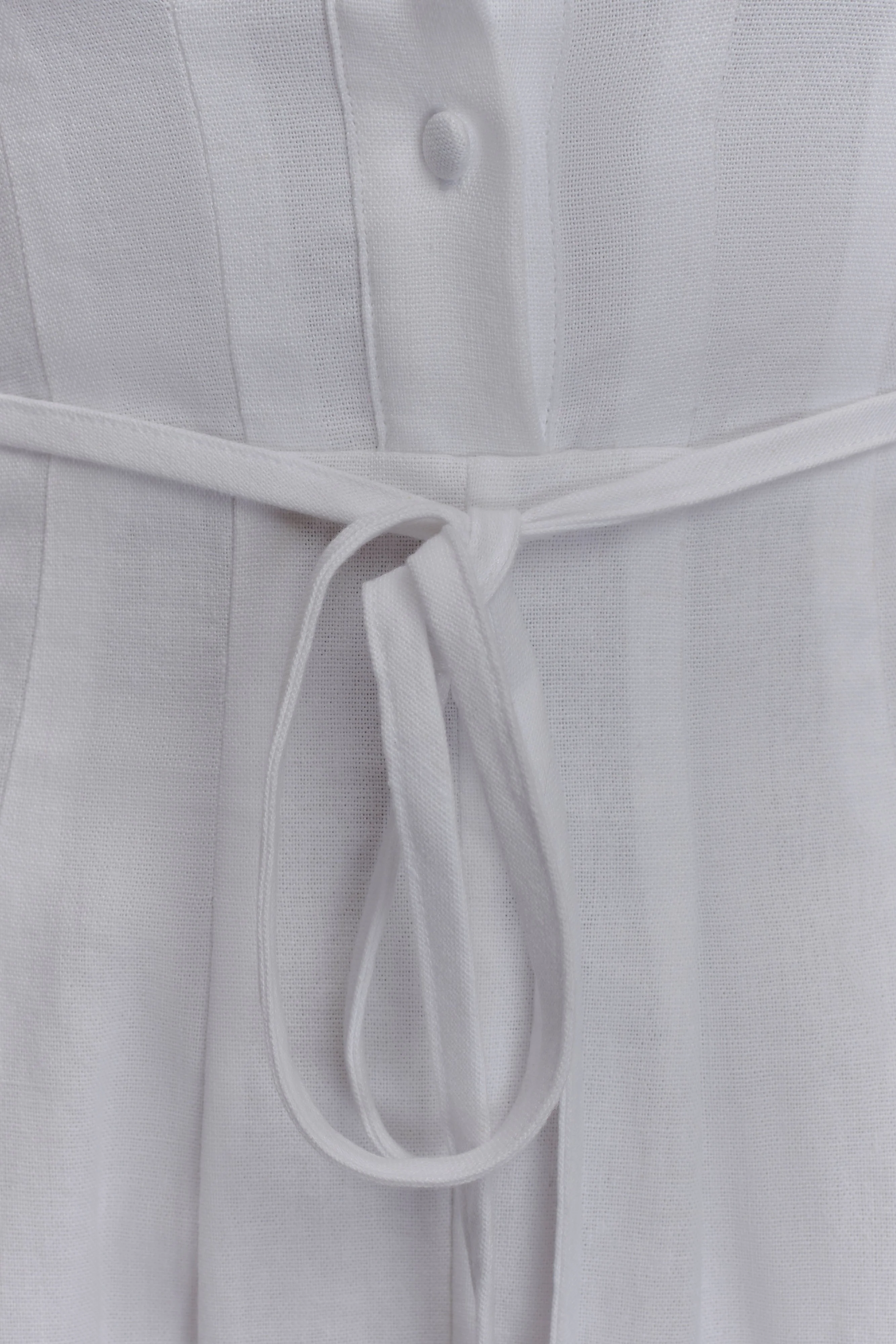 Aysha Buttoned Linen Midi Dress - White - Image 5