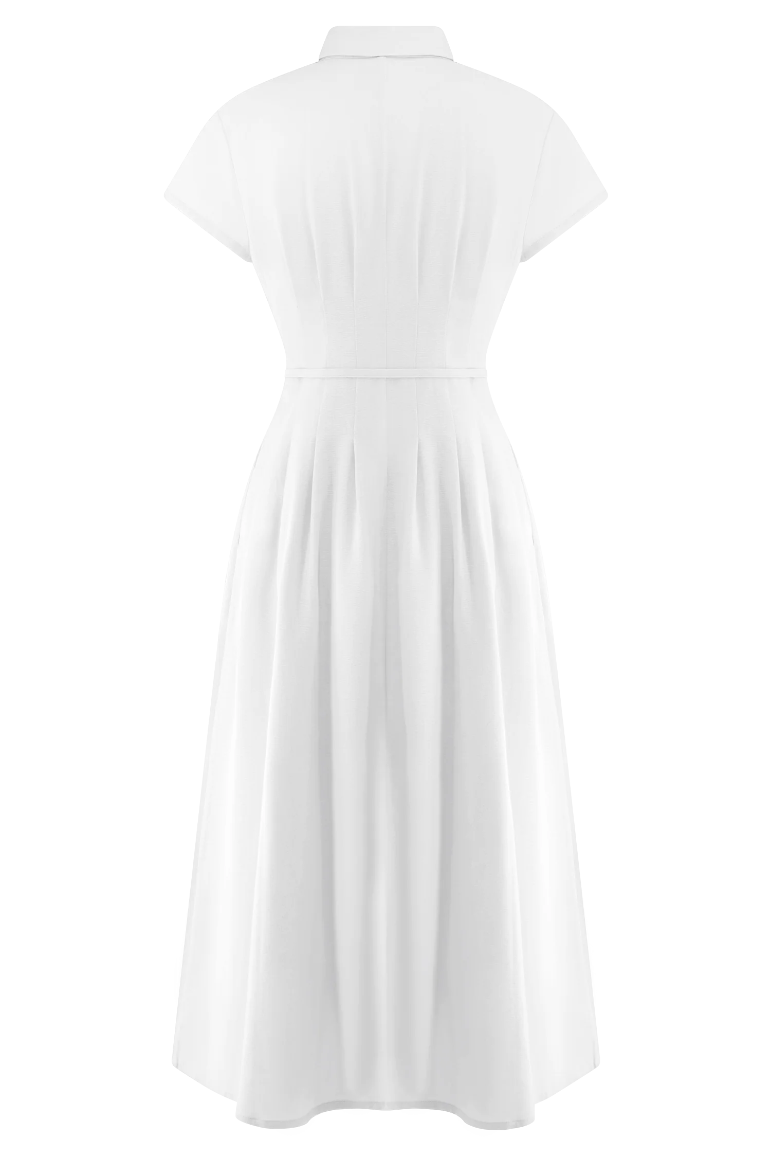 Aysha Buttoned Linen Midi Dress - White - Image 6