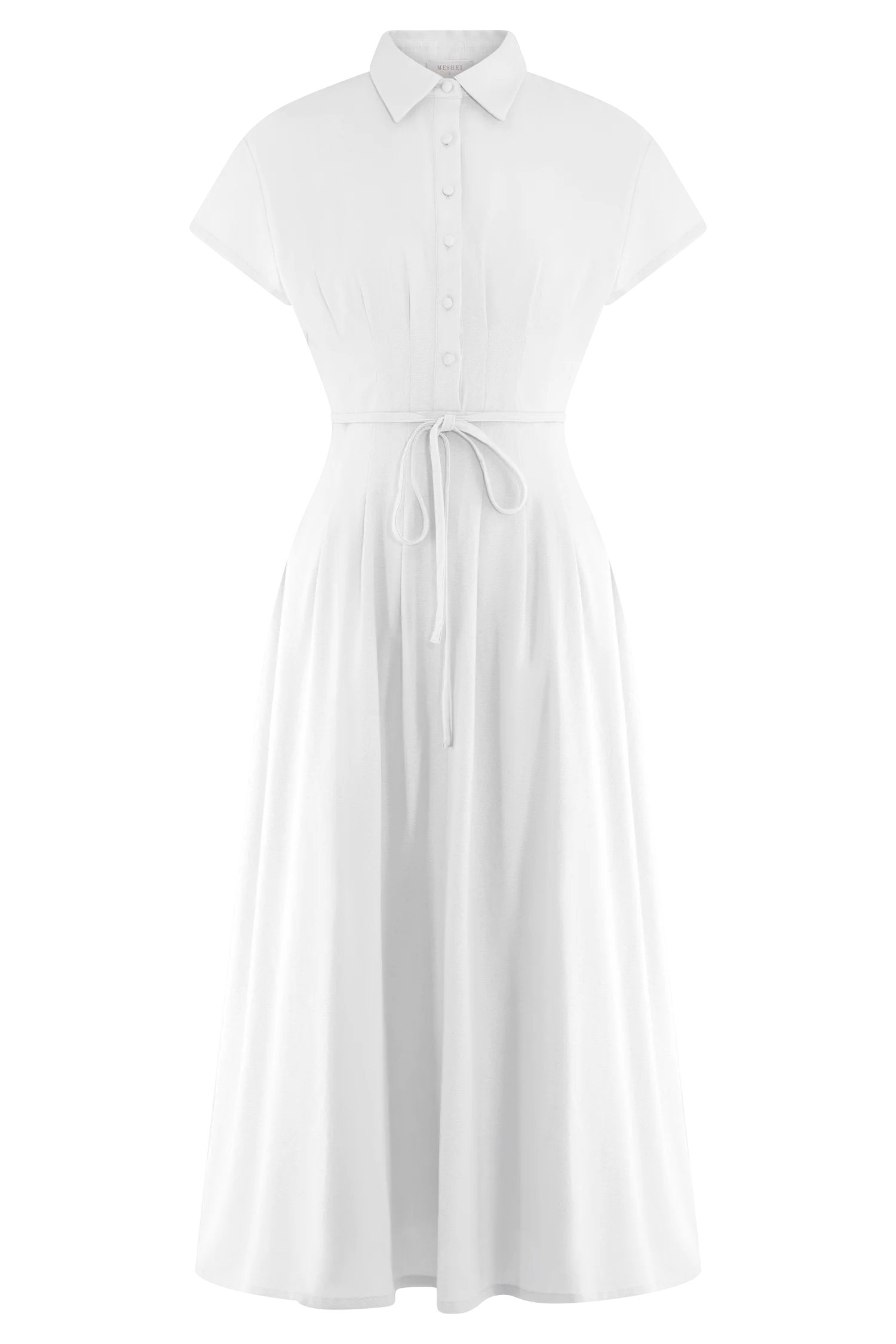 Aysha Buttoned Linen Midi Dress - White - Image 7