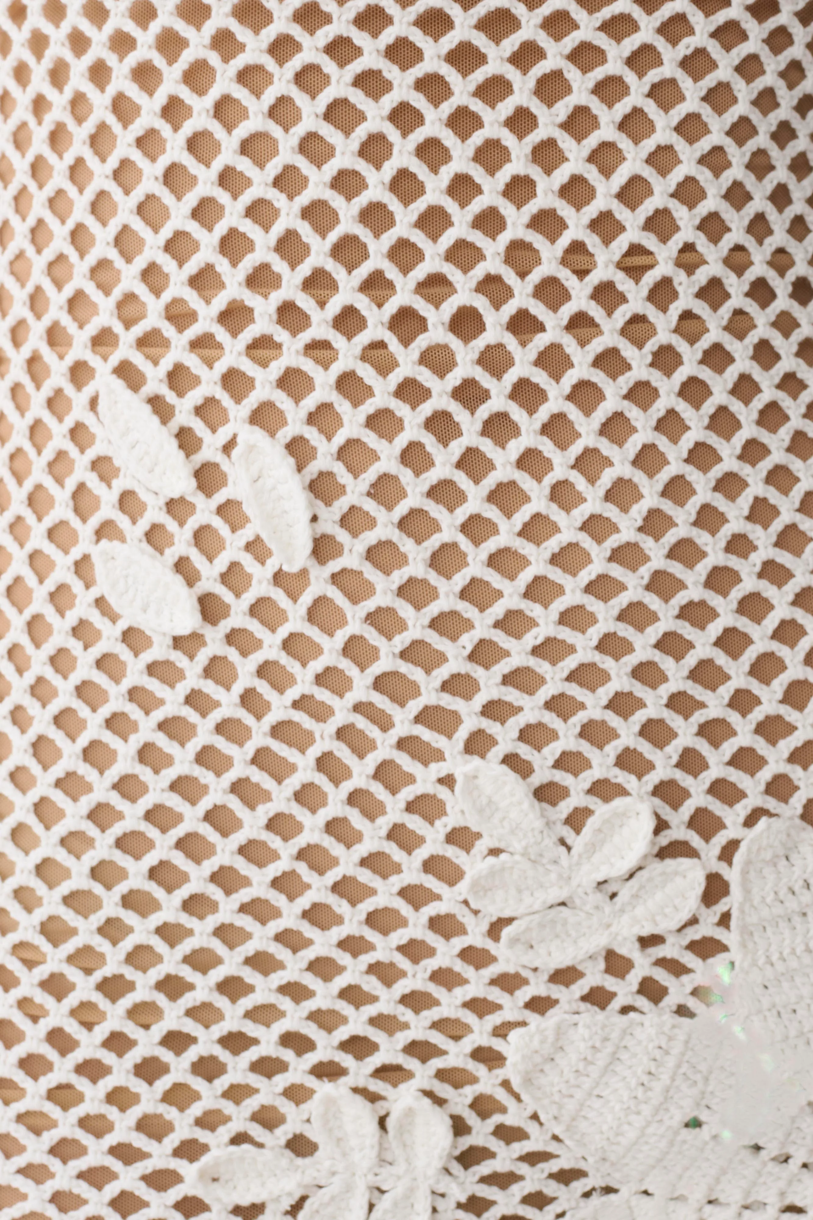 Barker Hand Crochet Knit Mini Dress - White - Image 7