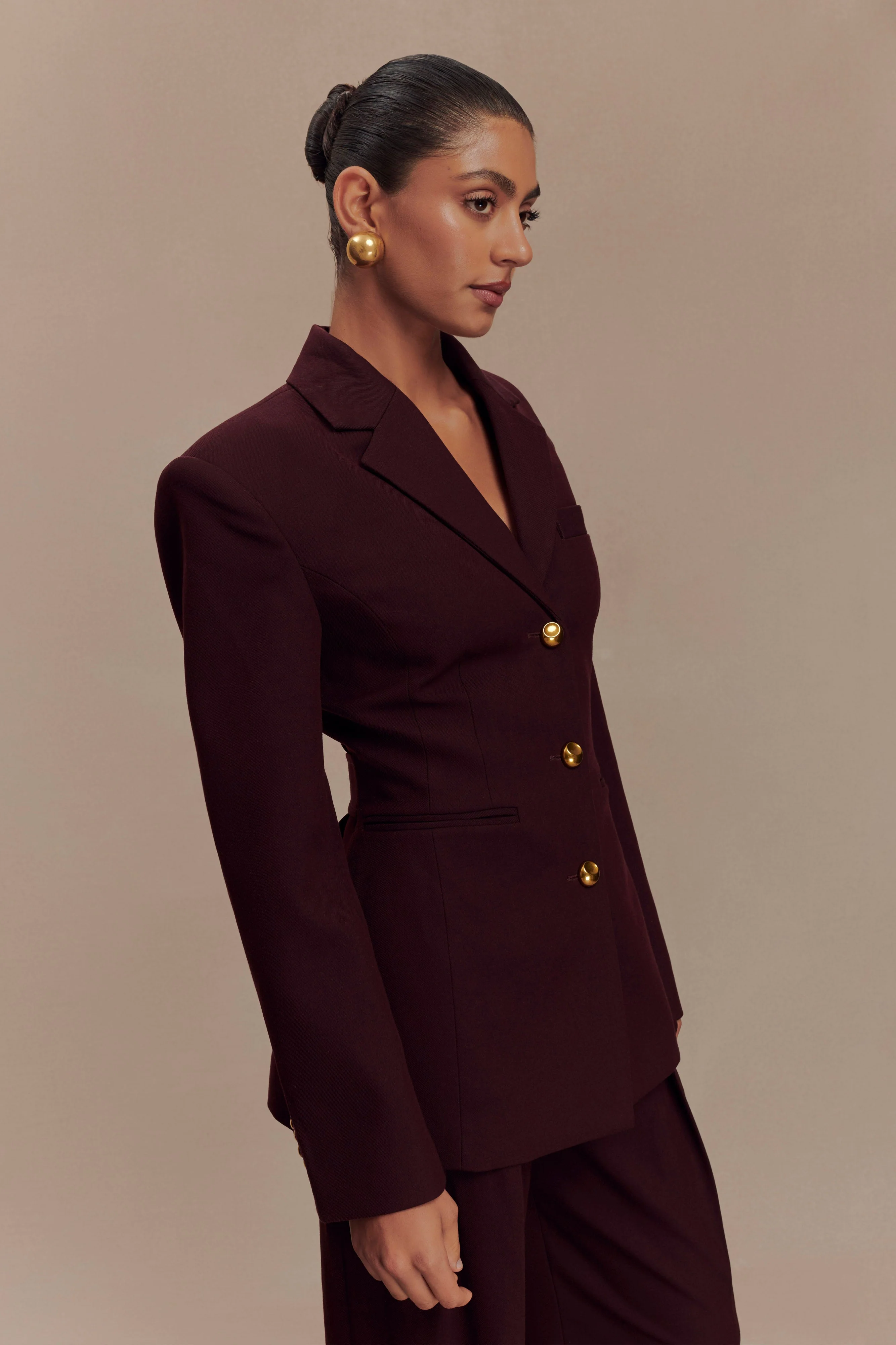 Bellamy Cinched Blazer - Mahogany - Image 5