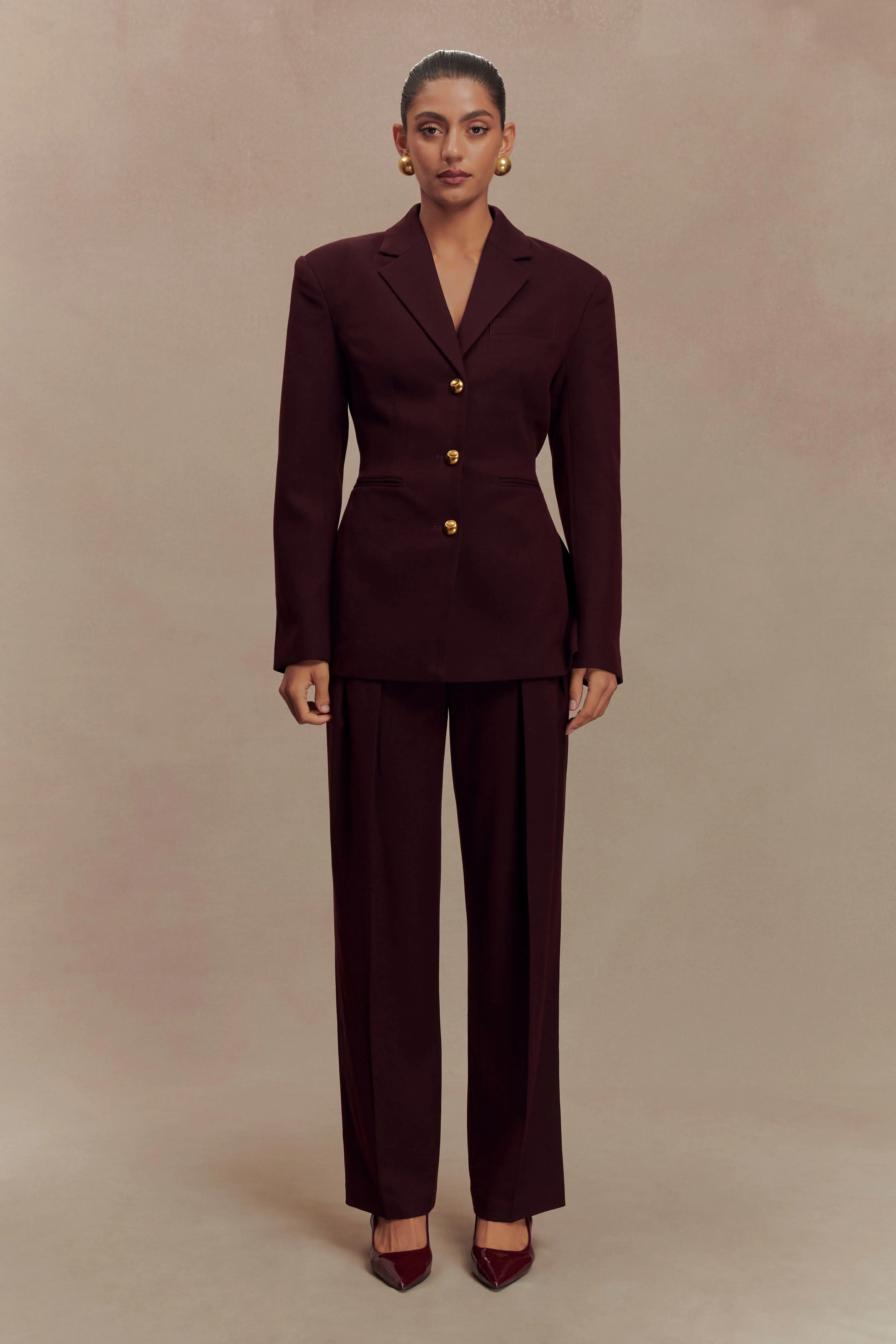 Bellamy Cinched Blazer - Mahogany - Image 6