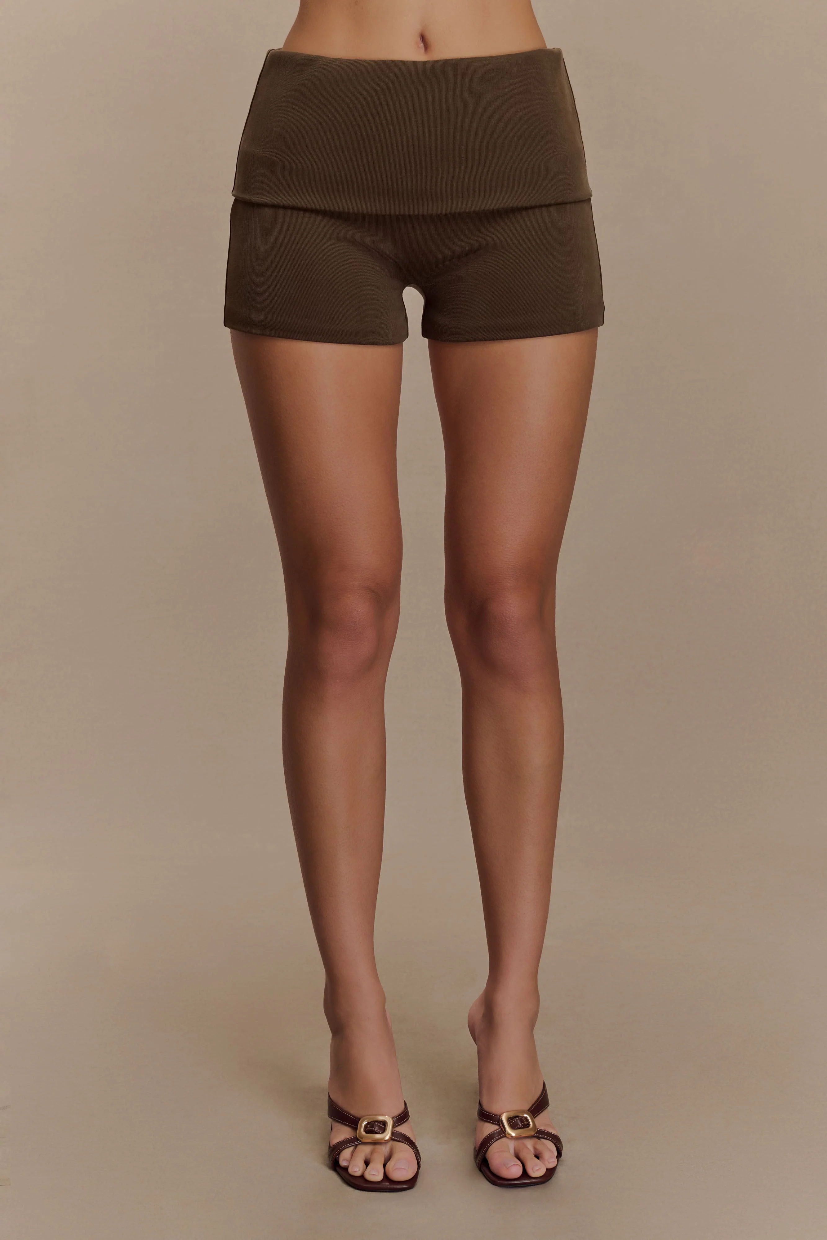 Birdie Fold Over Shorts - Chocolate - Image 5