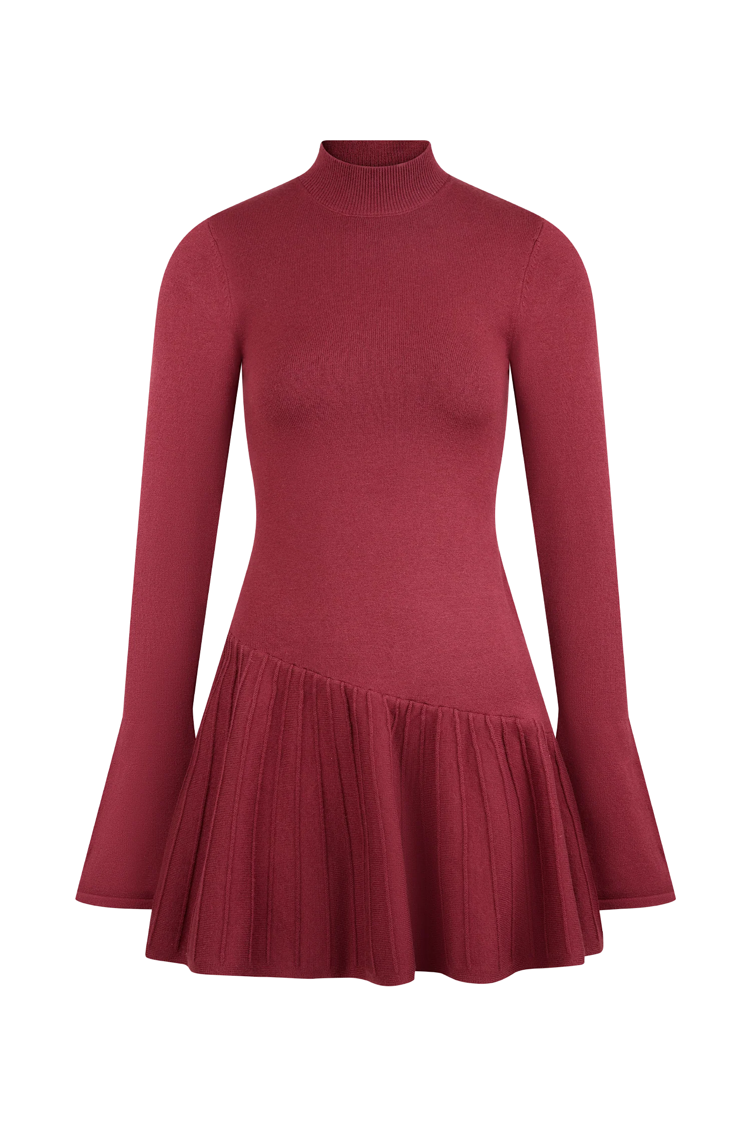 Blair Knit Mini Dress With Pleats - Merlot - Image 7
